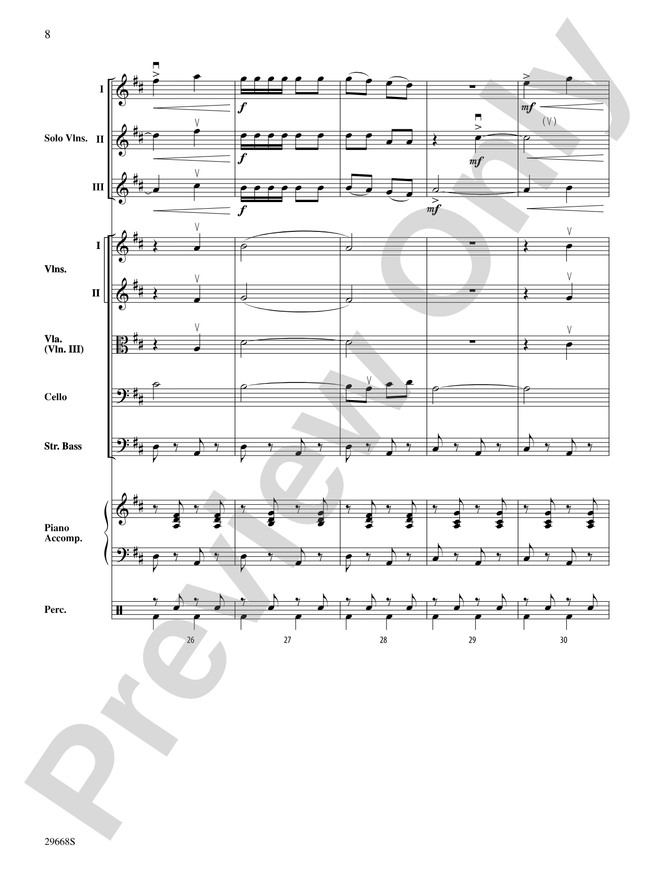 Bugler's Holiday for Three Violins and String Orchestra: String Orchestra Conductor Score & Parts