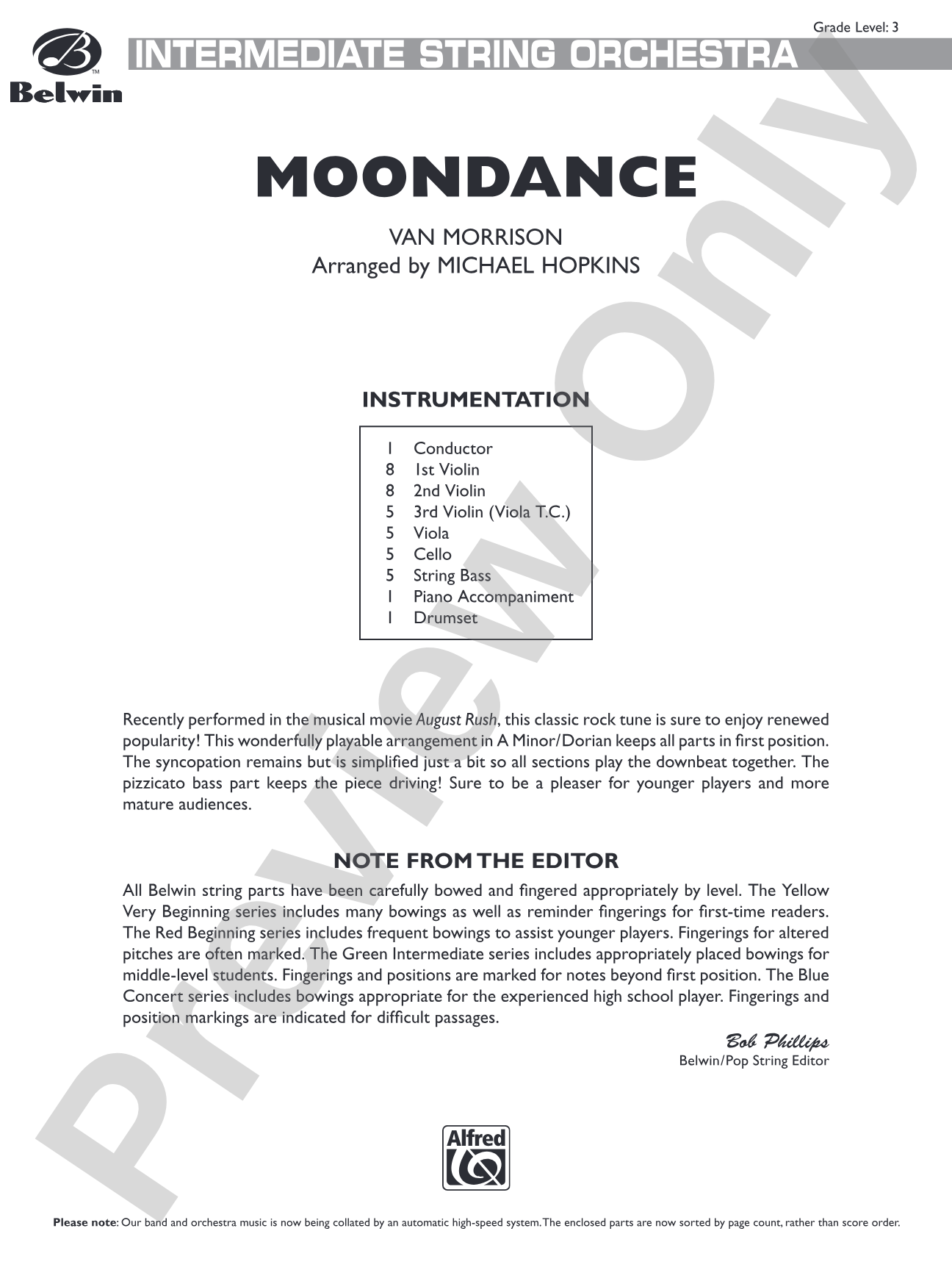 Moondance: String Orchestra Conductor Score & Parts