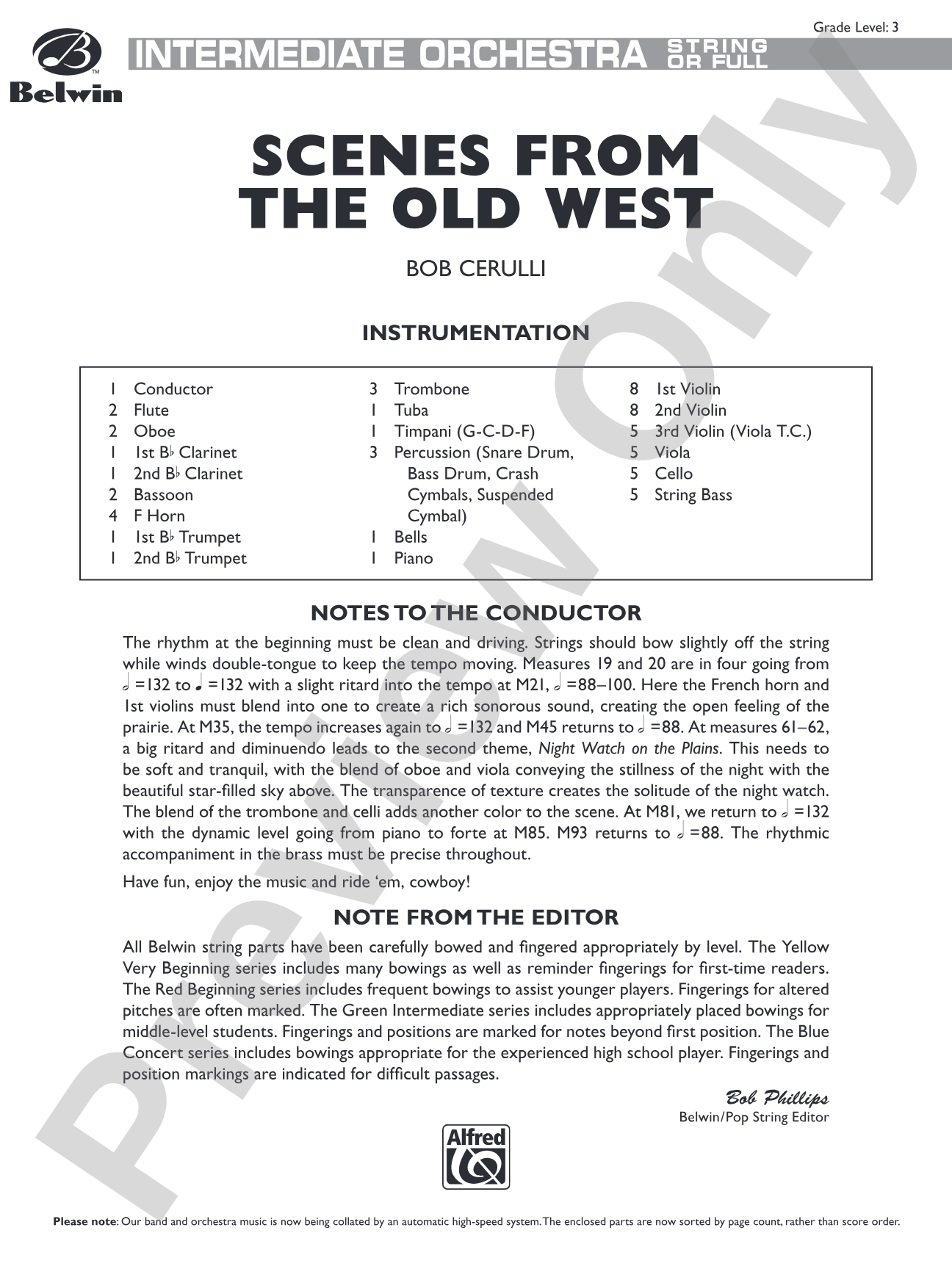 Scenes from the Old West: Full Orchestra Conductor Score & Parts