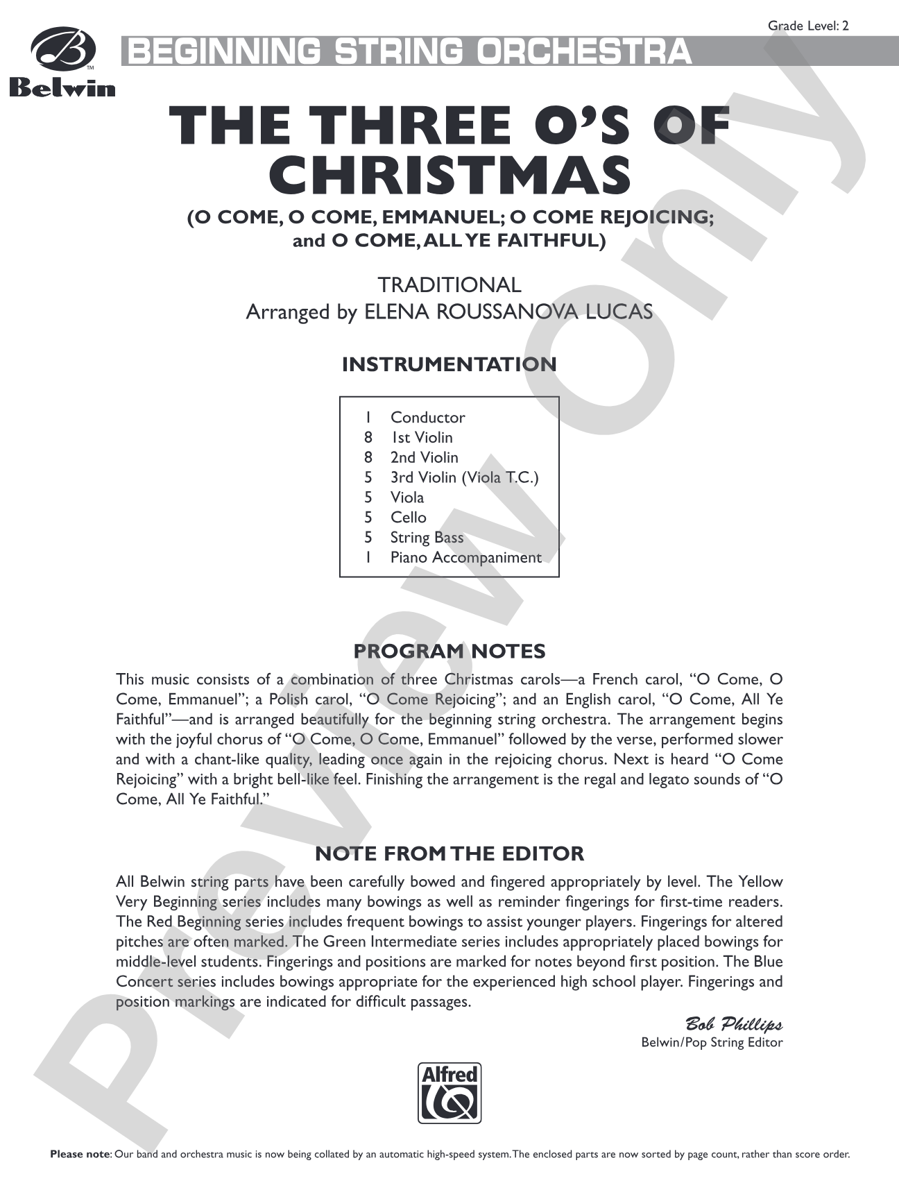 The Three O's of Christmas: String Orchestra Conductor Score & Parts