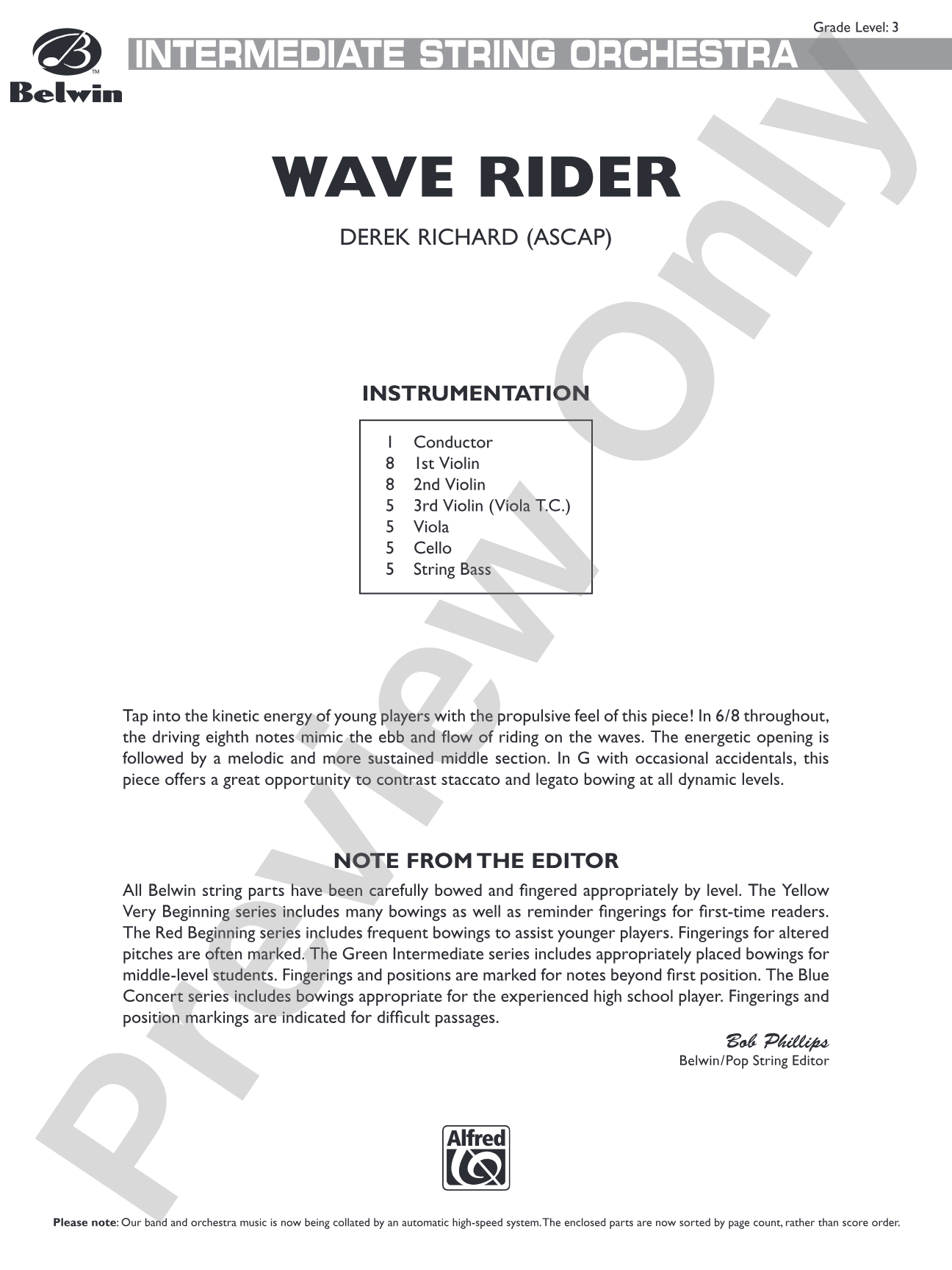 Wave Rider: String Orchestra Conductor Score & Parts