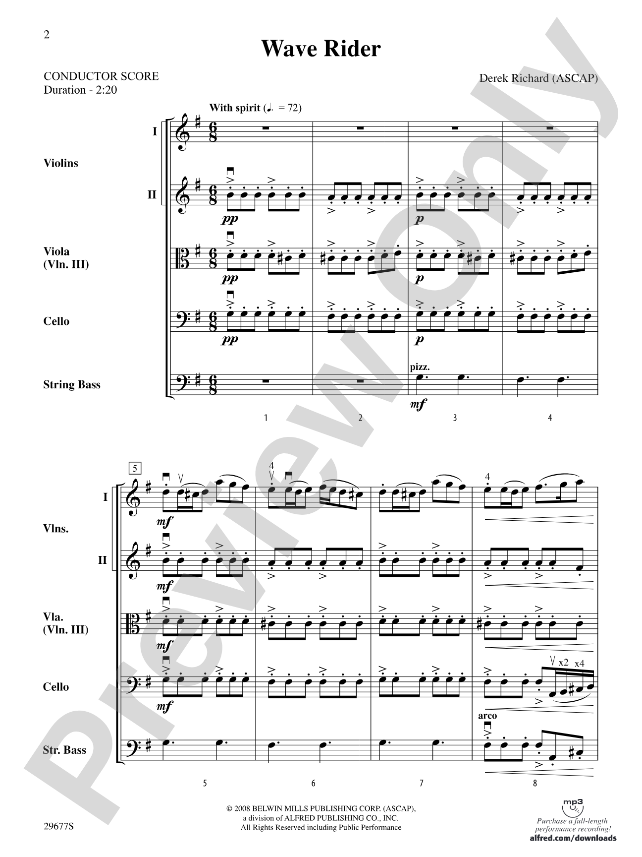 Wave Rider: String Orchestra Conductor Score & Parts