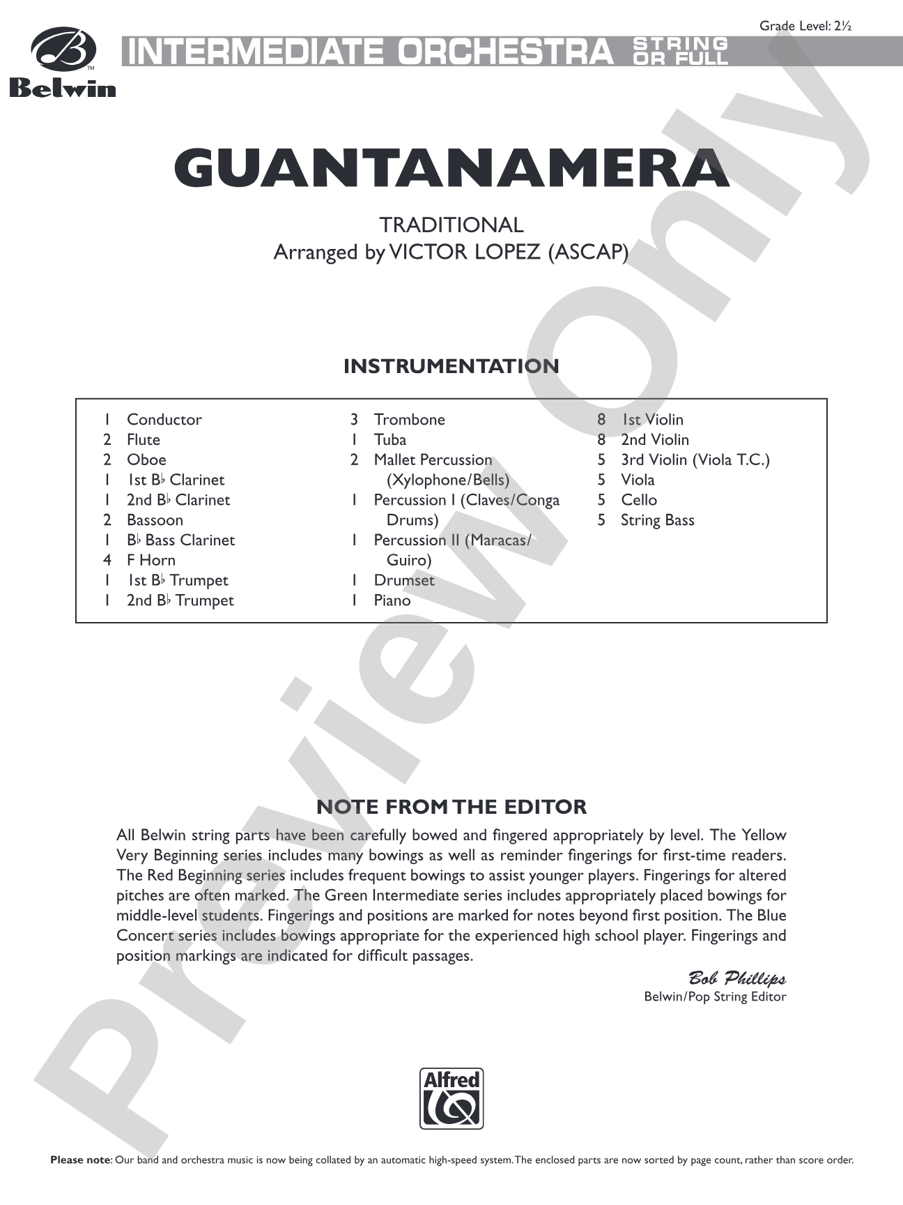 Guantanamera: Score