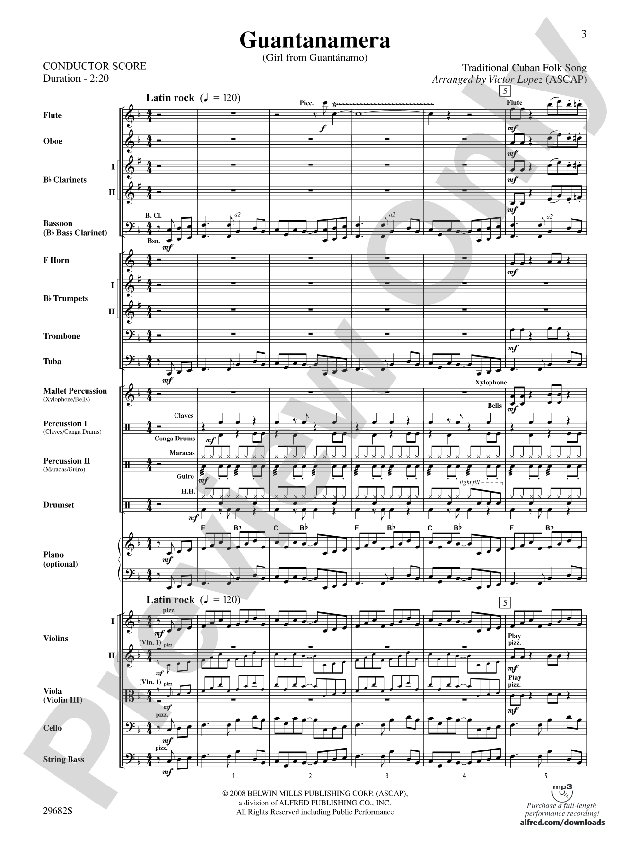 Guantanamera: Score