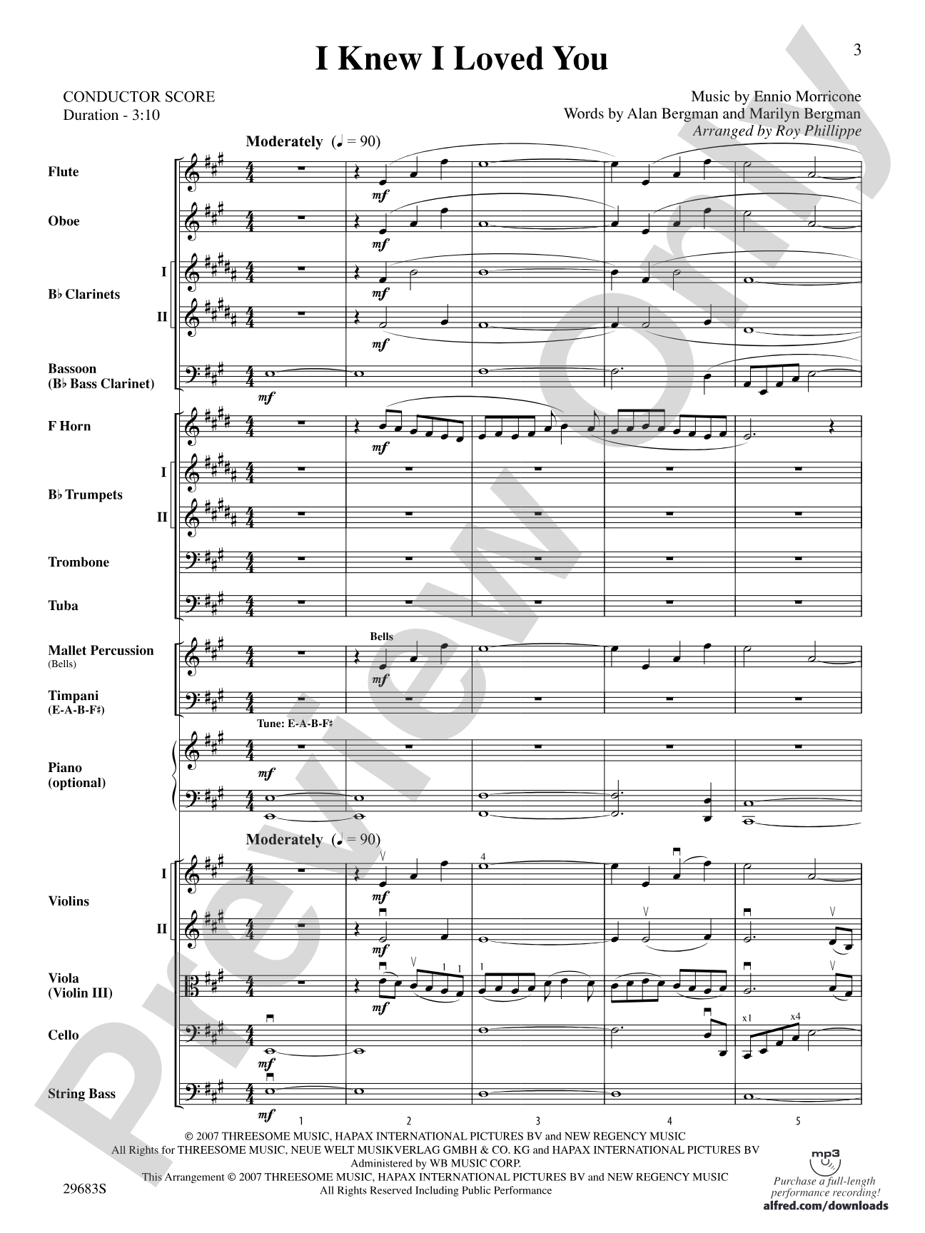 I Knew I Loved You: Full Orchestra Conductor Score & Parts