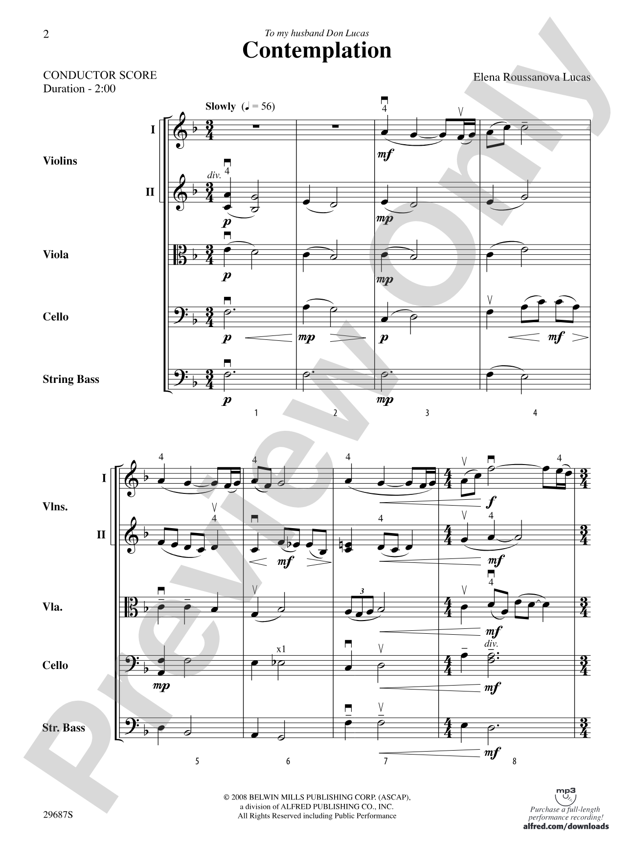 Contemplation: String Orchestra Conductor Score & Parts