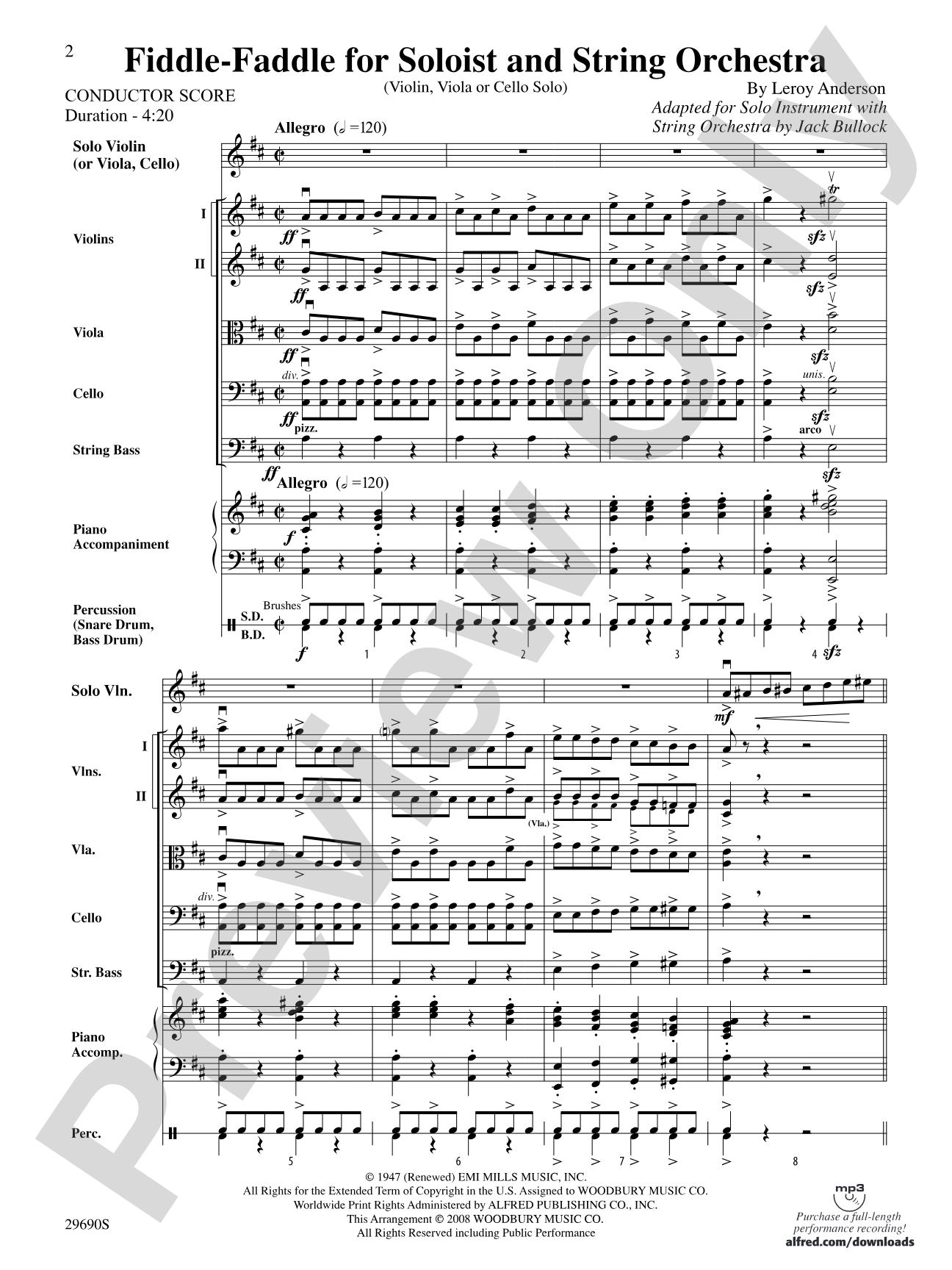 Fiddle-Faddle (for Soloist and String Orchestra): String Orchestra Conductor Score & Parts