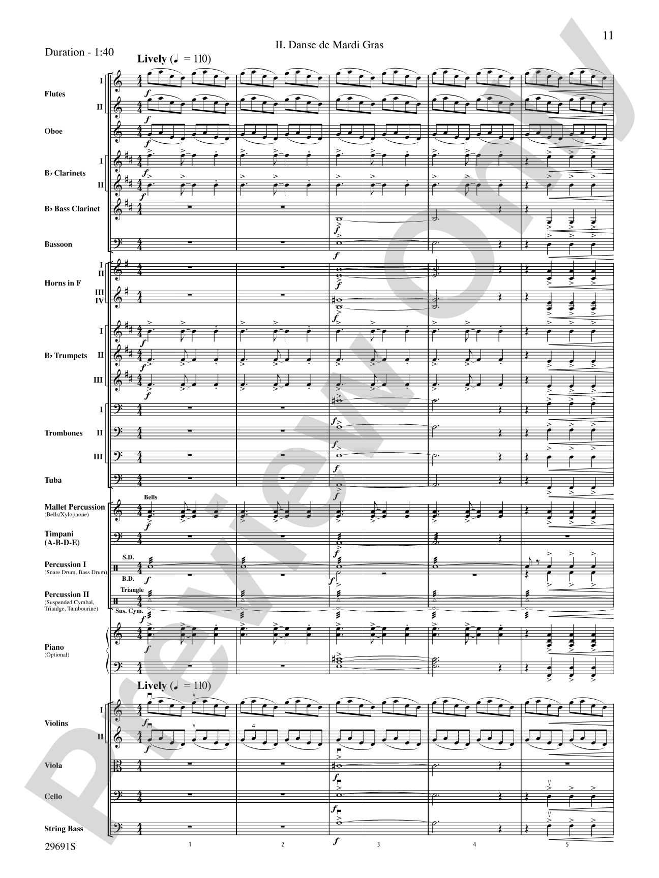 Evangeline: Two Cajun Songs: Full Orchestra Conductor Score & Parts