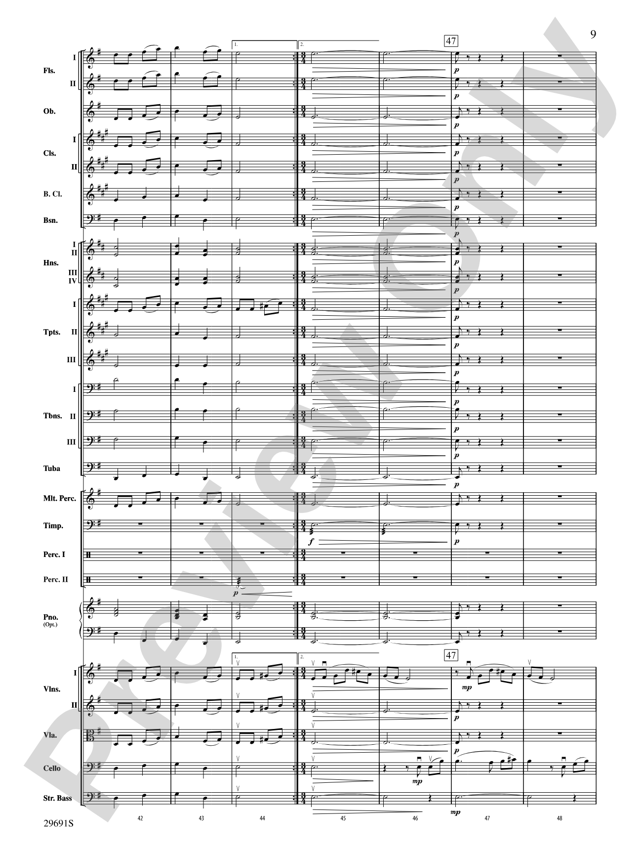 Evangeline: Two Cajun Songs: Full Orchestra Conductor Score & Parts