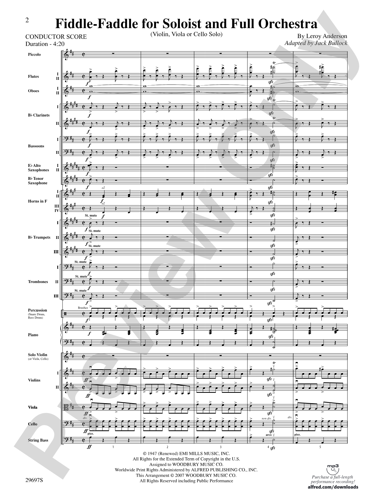 Fiddle-Faddle for Soloist and Full Orchestra: Full Orchestra Conductor Score & Parts