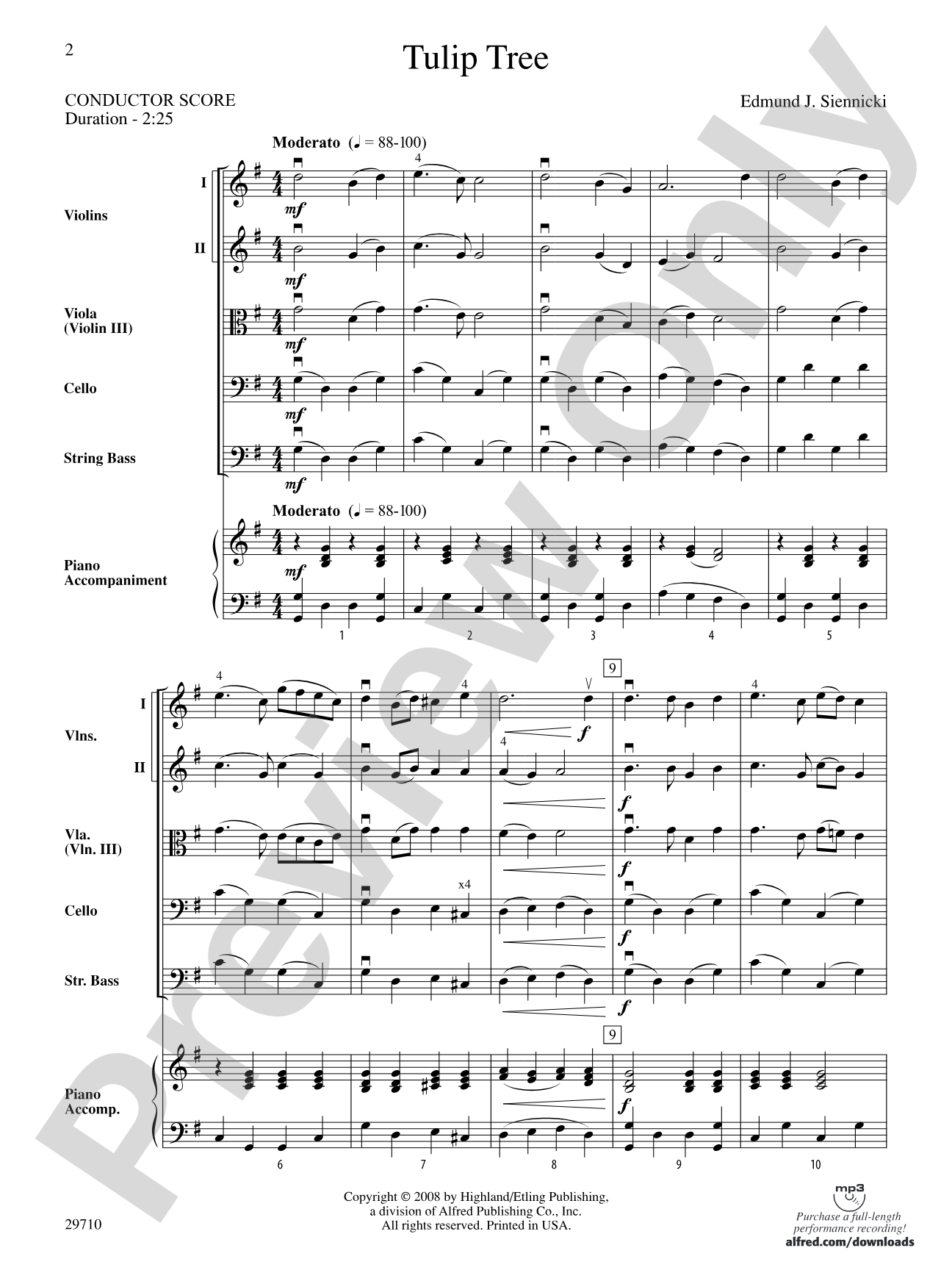 Tulip Tree: String Orchestra Conductor Score & Parts
