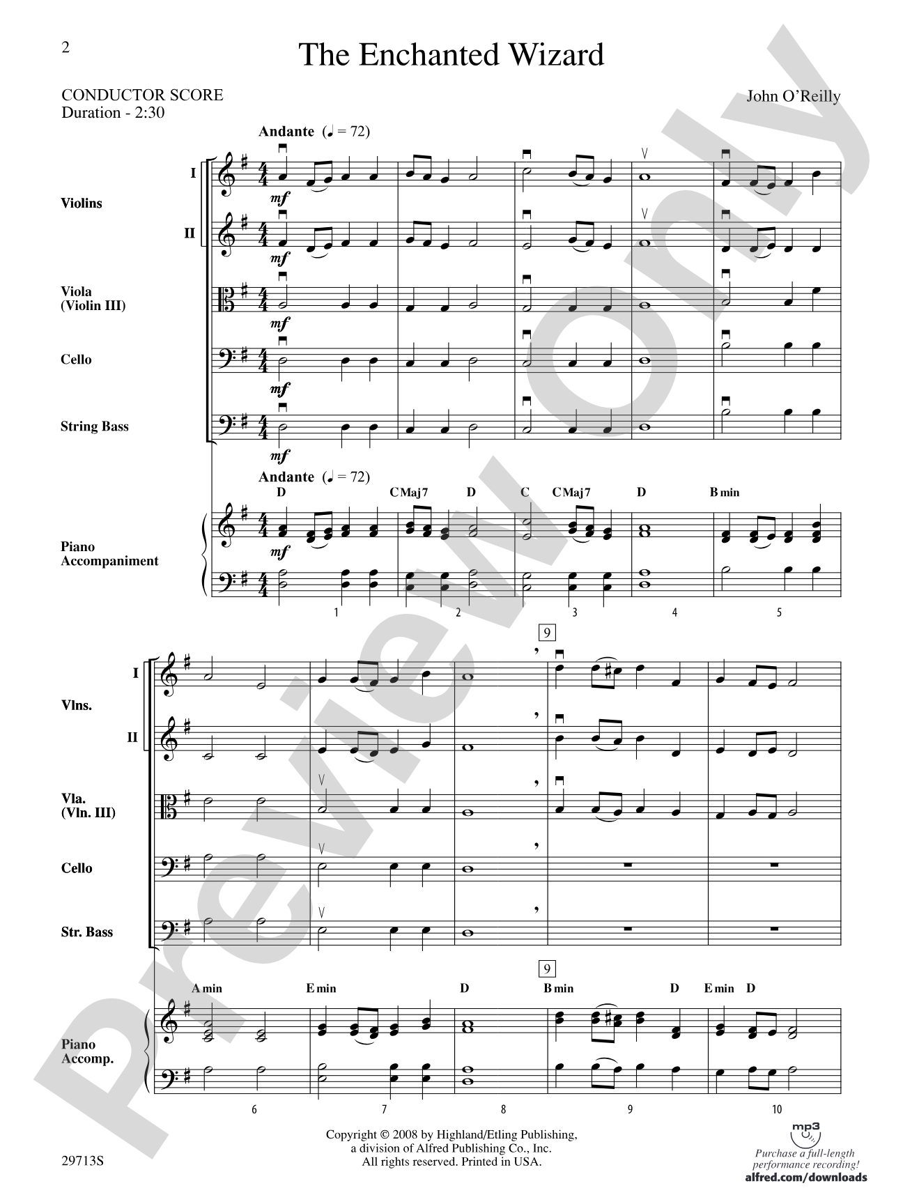 The Enchanted Wizard: String Orchestra Conductor Score & Parts