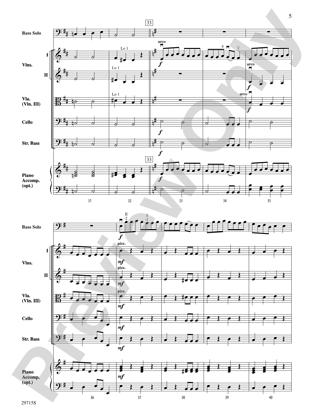 The Gentle Giant (A Lyric Solo for Double Bass and Orchestra): String Orchestra Conductor Score & Parts