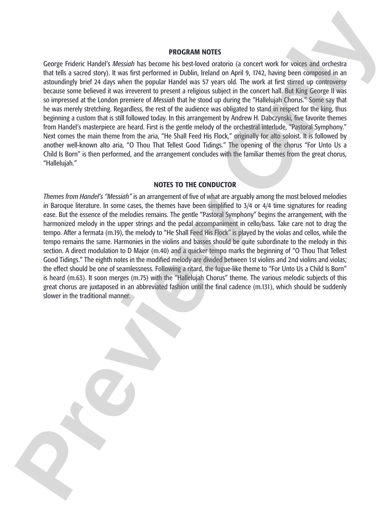 Themes from Handel's Messiah: Score