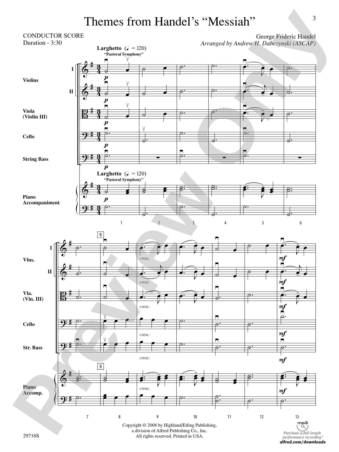 Themes from Handel's Messiah: Score