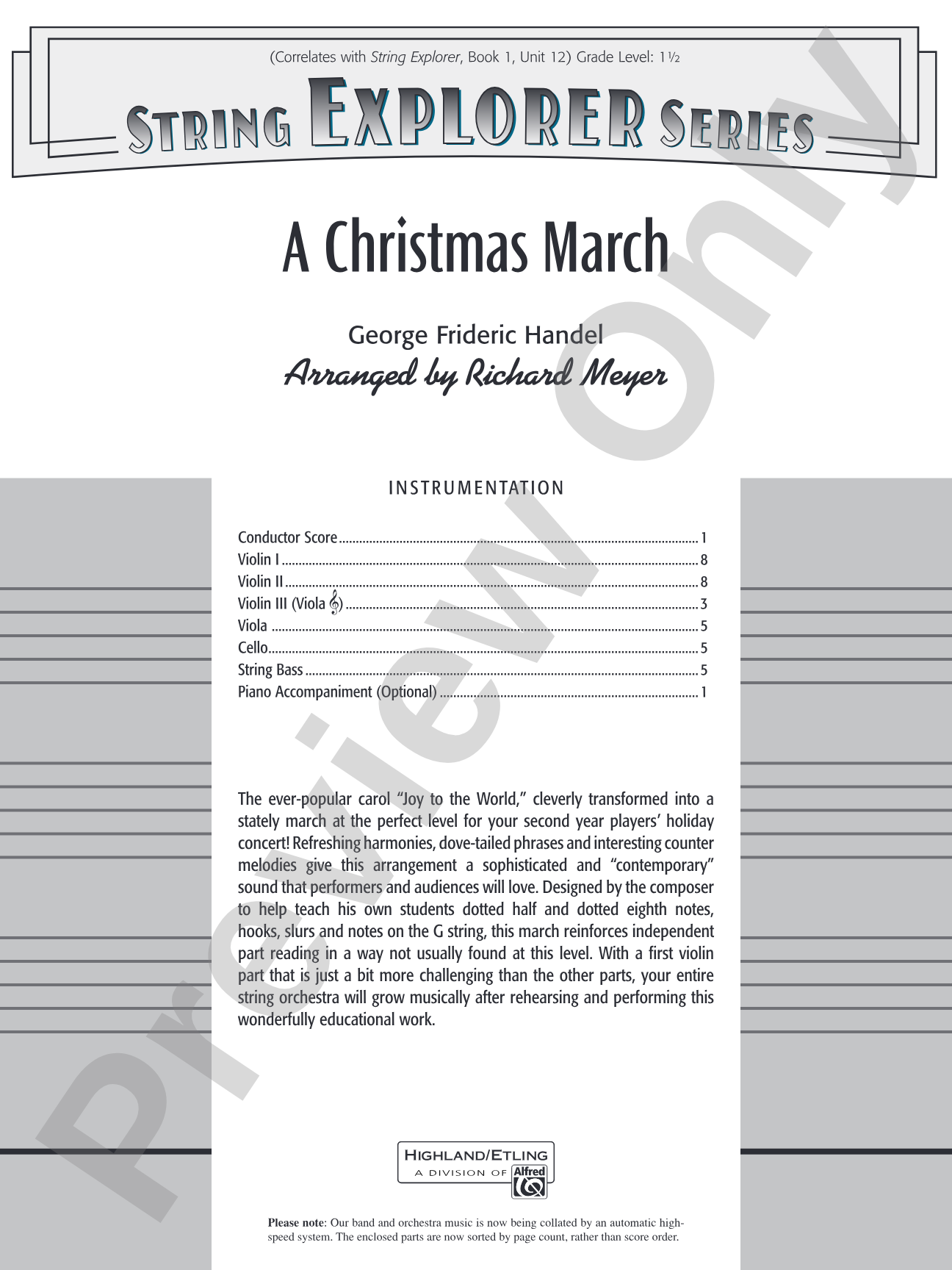 A Christmas March: String Orchestra Conductor Score & Parts