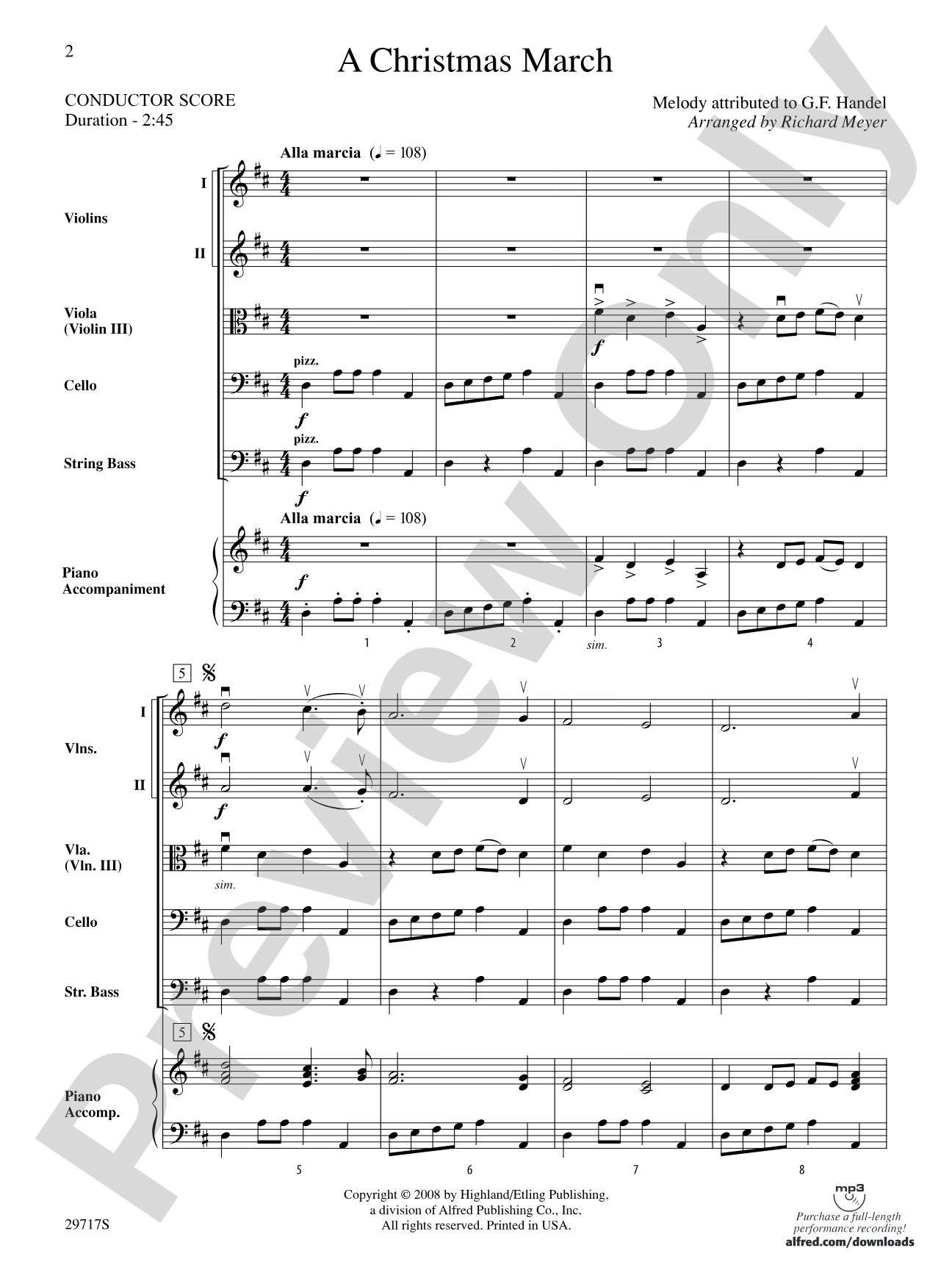A Christmas March: String Orchestra Conductor Score & Parts