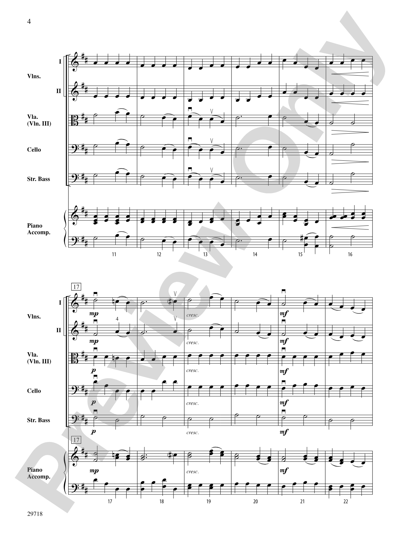 Sheep May Safely Graze: String Orchestra Conductor Score & Parts