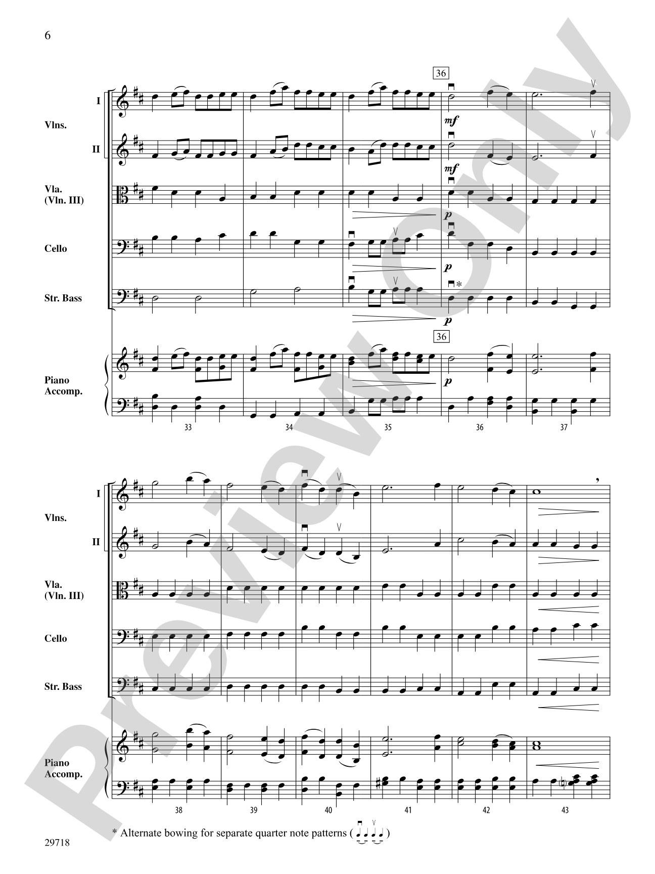 Sheep May Safely Graze: String Orchestra Conductor Score & Parts