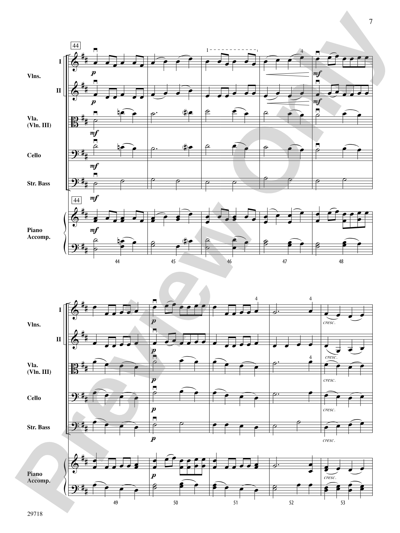 Sheep May Safely Graze: String Orchestra Conductor Score & Parts
