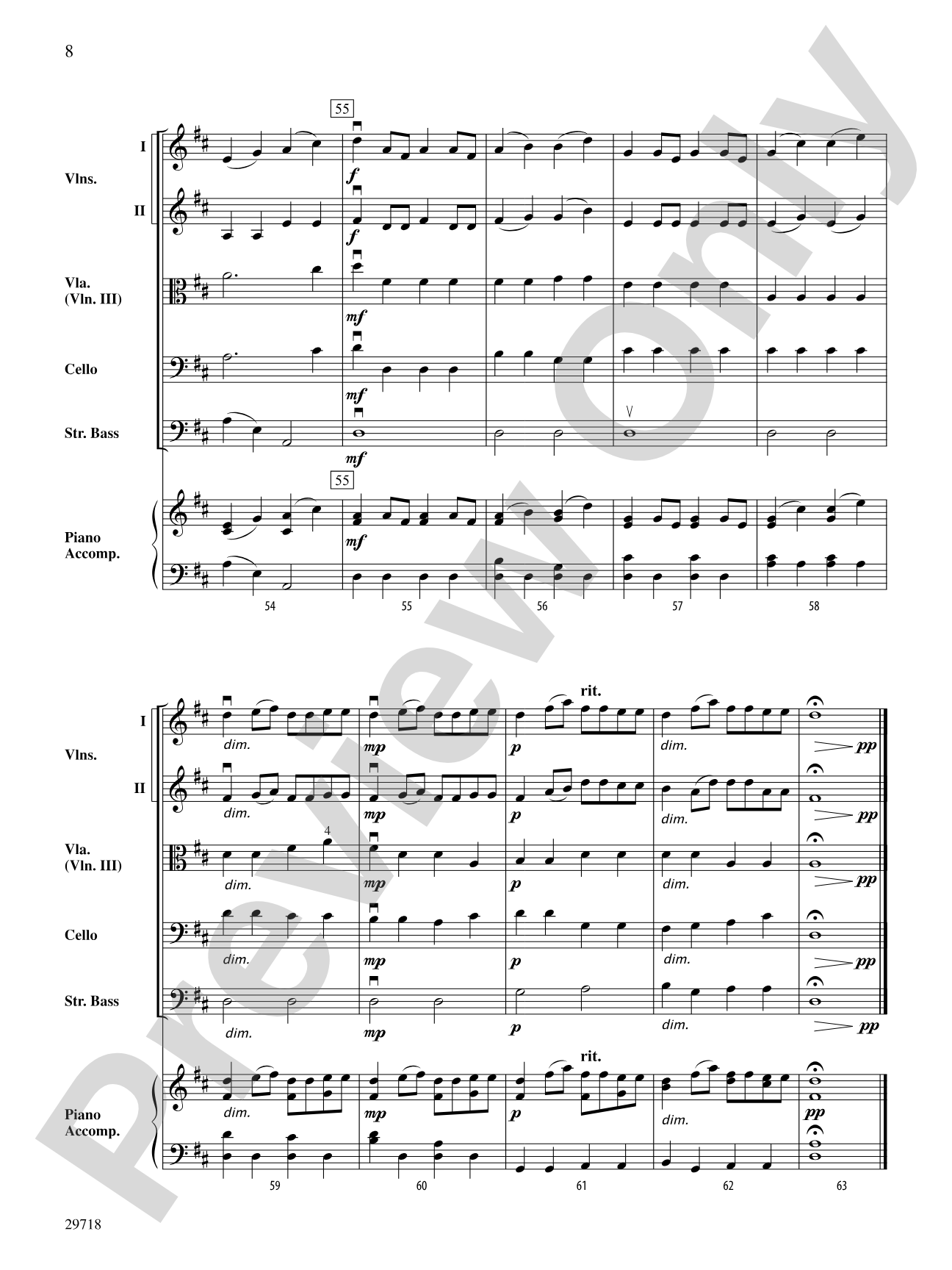 Sheep May Safely Graze: String Orchestra Conductor Score & Parts
