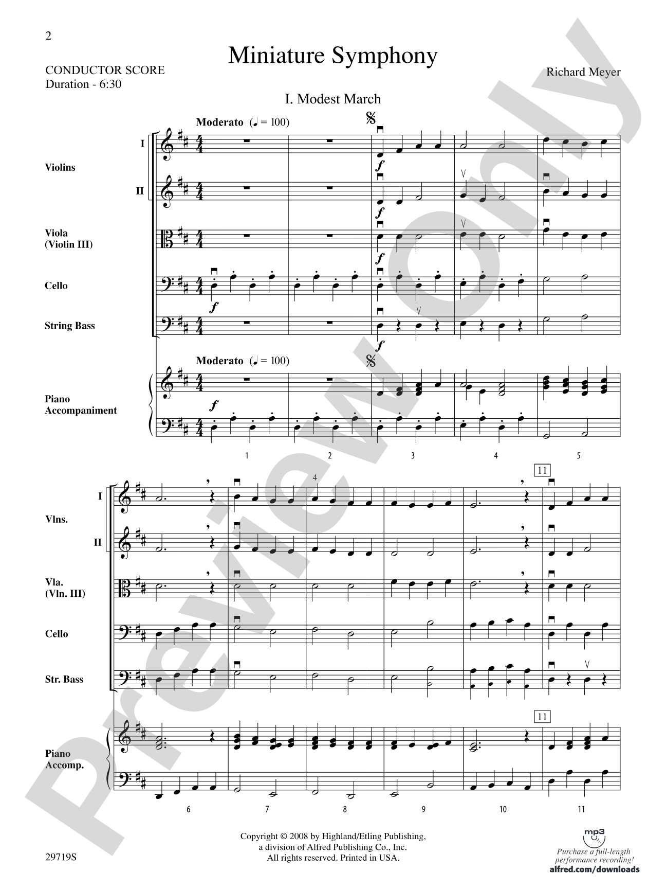 Miniature Symphony: String Orchestra Conductor Score & Parts