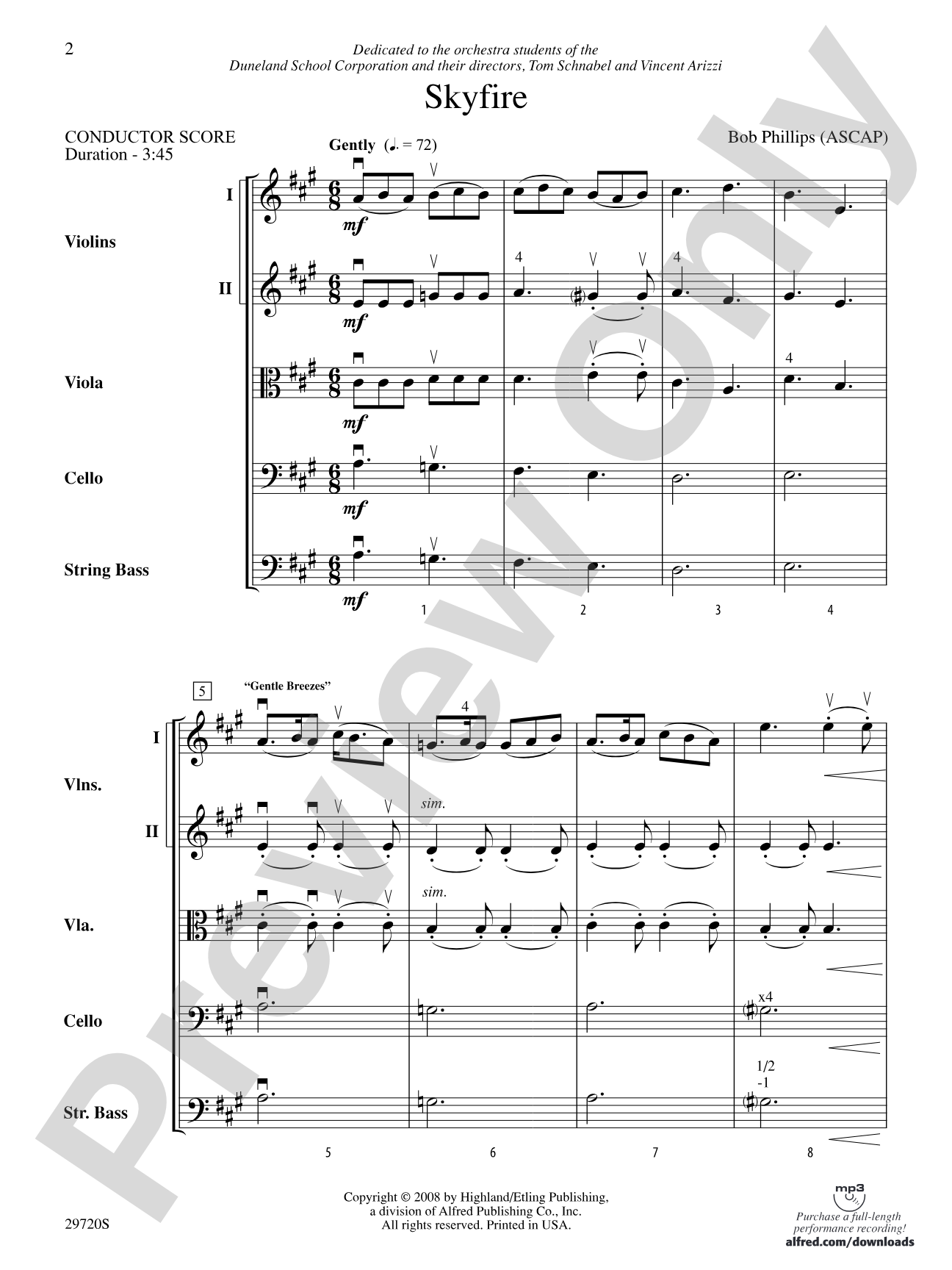 Skyfire: String Orchestra Conductor Score & Parts