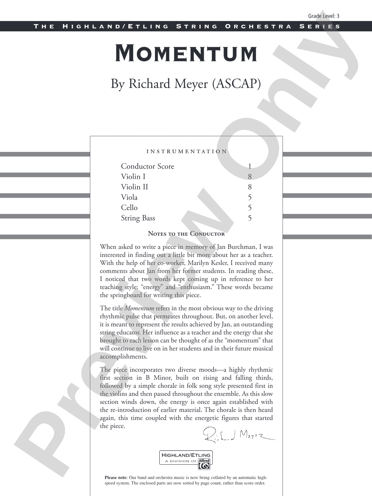 Momentum: String Orchestra Conductor Score & Parts