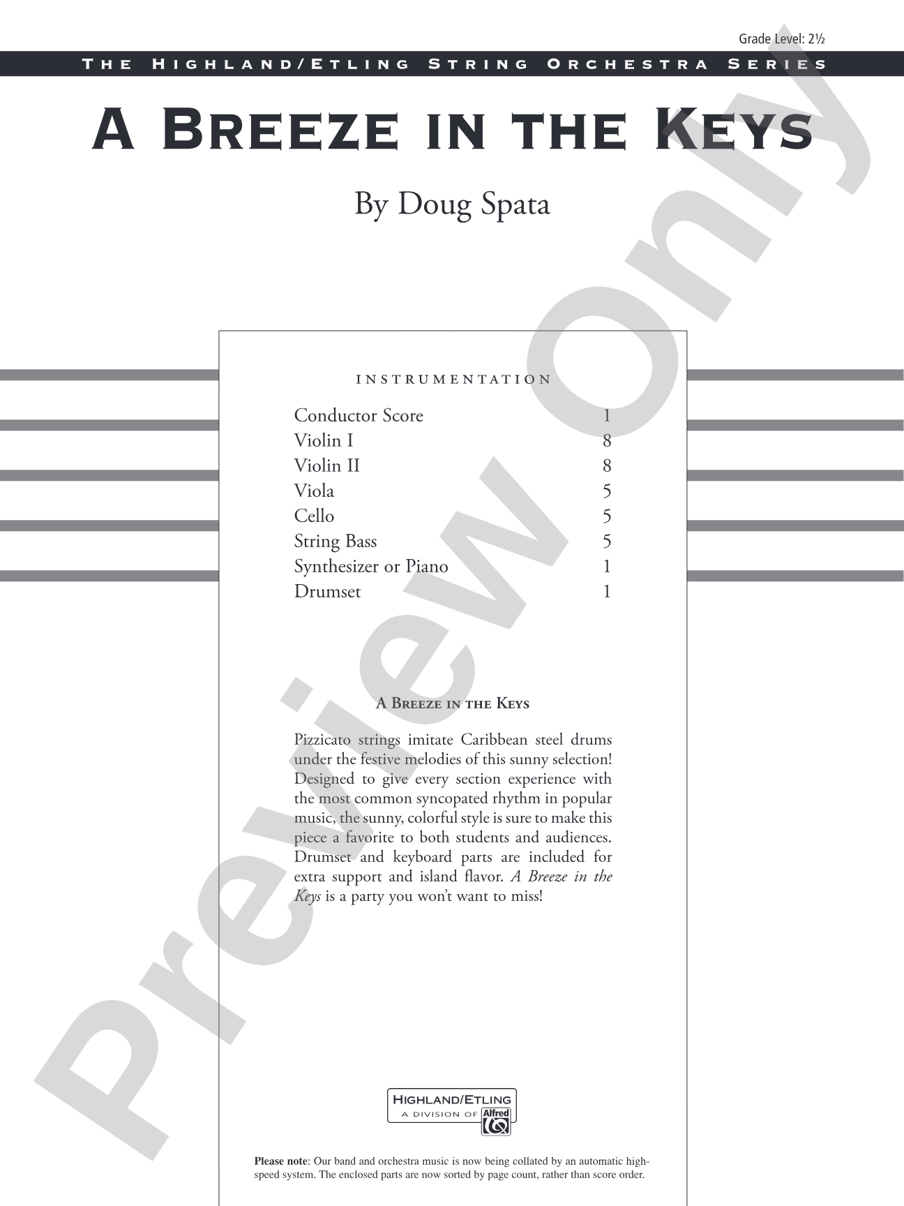 A Breeze in the Keys: Score