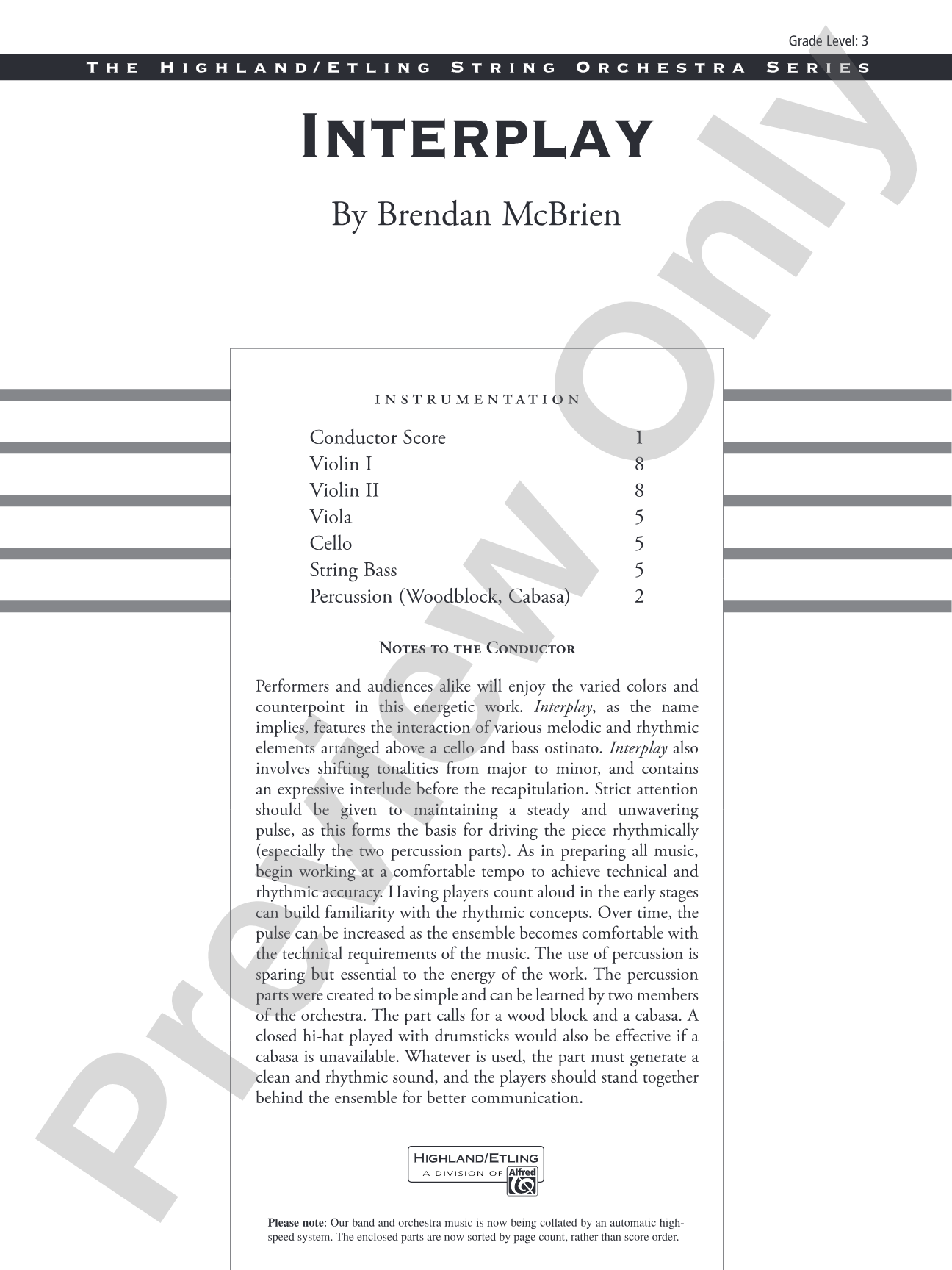 Interplay: String Orchestra Conductor Score & Parts