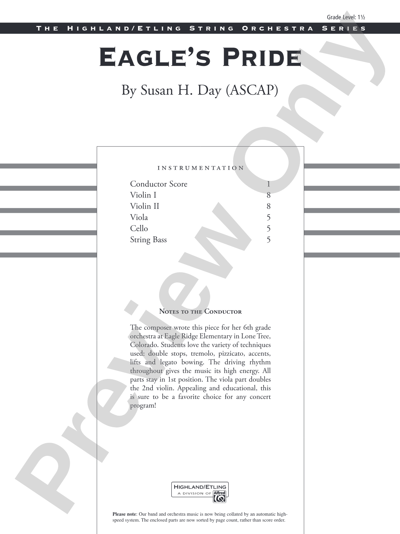 Eagle's Pride: String Orchestra Conductor Score & Parts