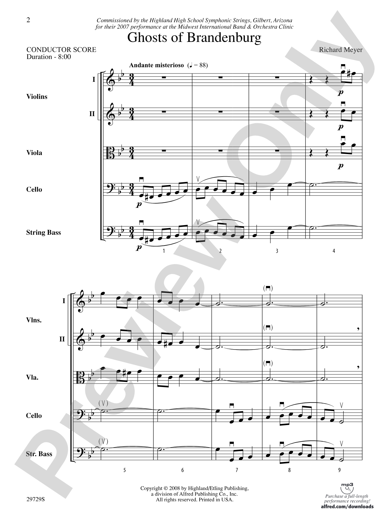 Ghosts of Brandenburg: String Orchestra Conductor Score & Parts