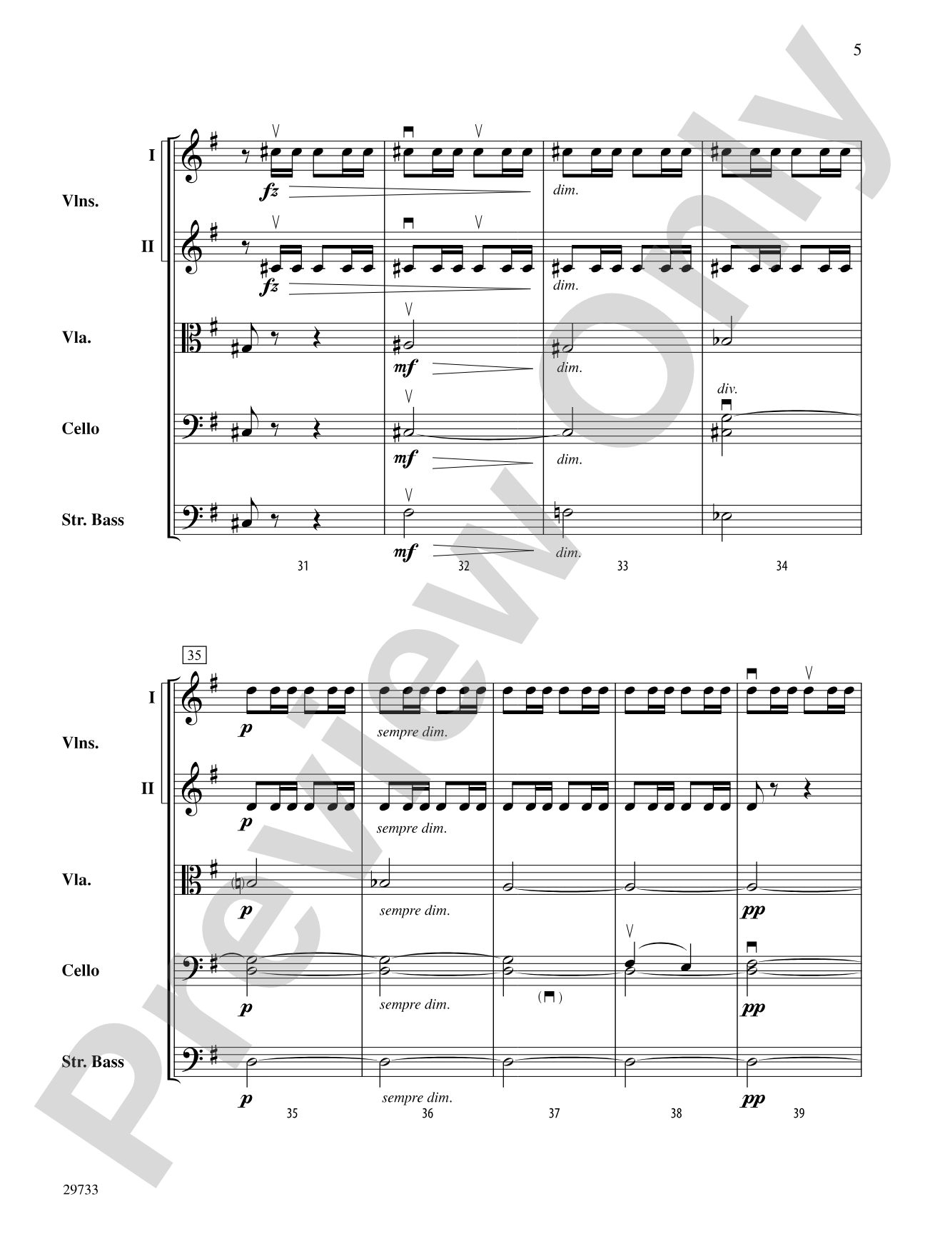 Bagatelle (from Op. 47, No. 5): String Orchestra Conductor Score & Parts