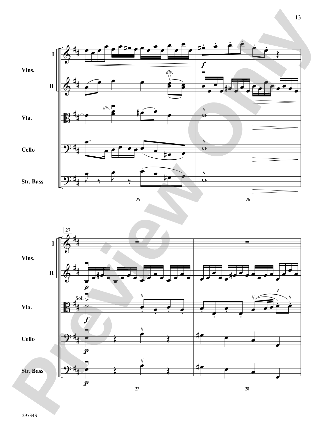 Adagio and Allegro (from Sonata No. 4 in D major, Op. 1, No. 13): String Orchestra Conductor Score & Parts