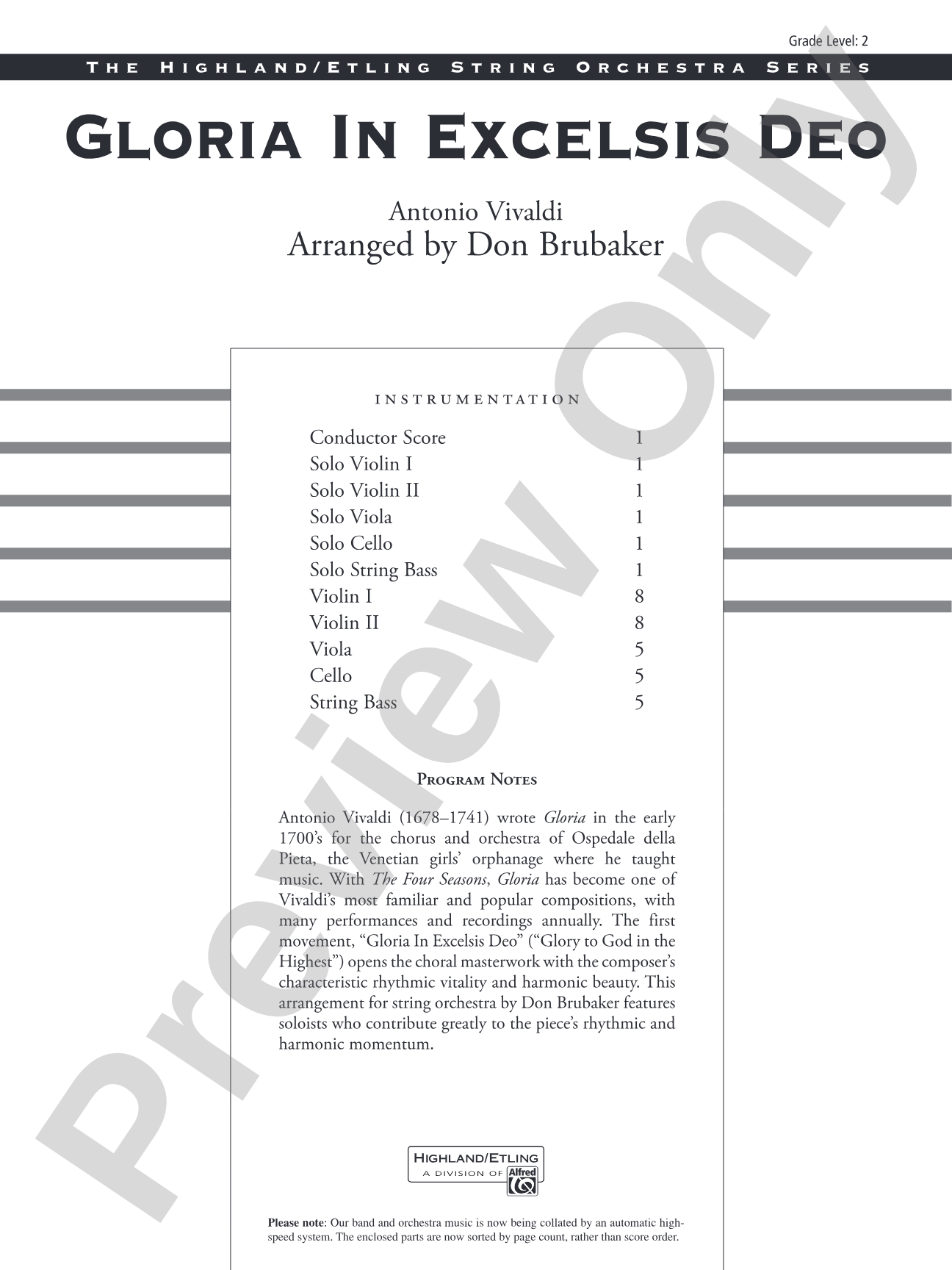 Gloria In Excelsis Deo: Score