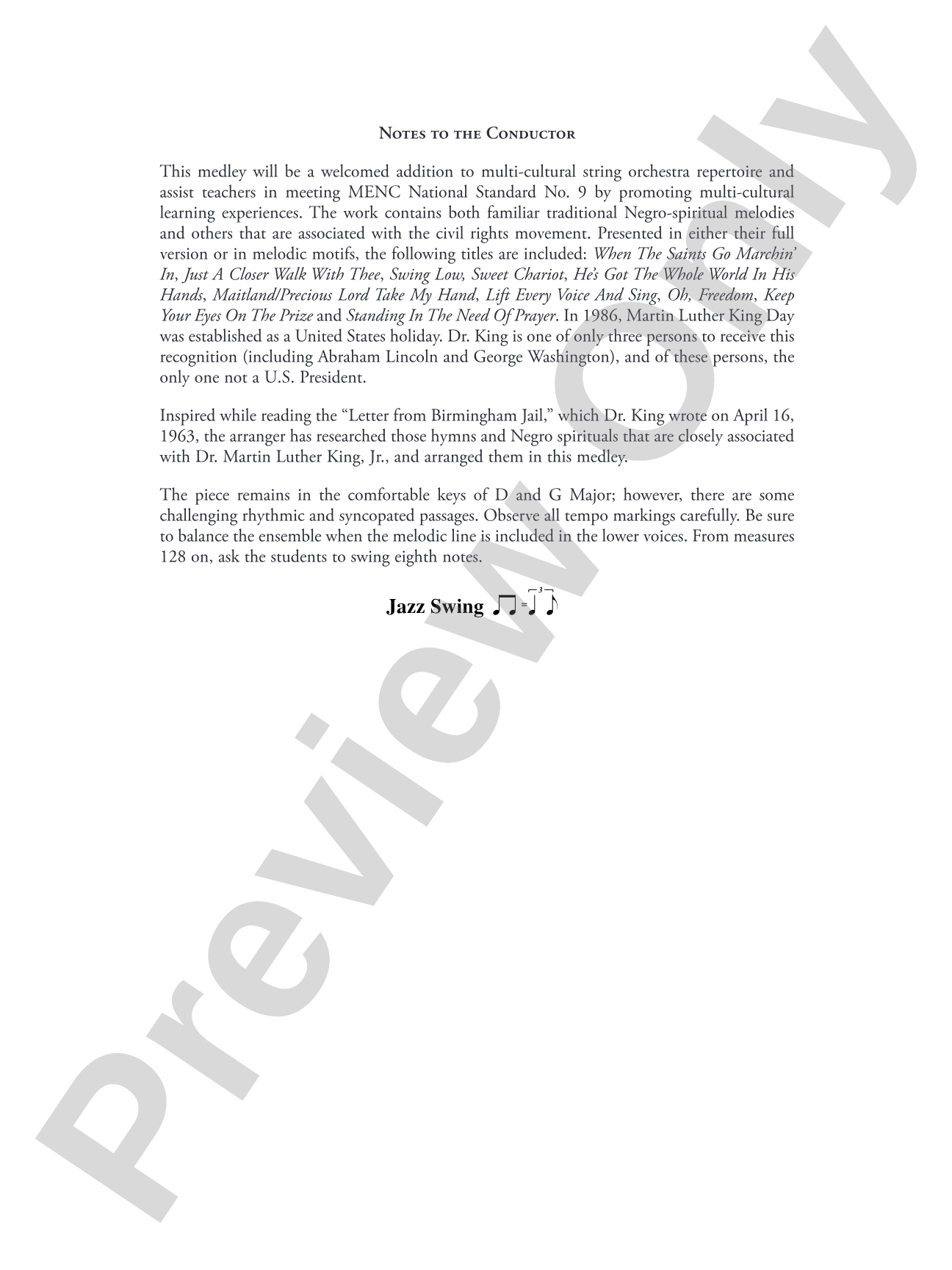 His Spirit of Freedom (Favorite Hymns and Spirituals of Dr. Martin Luther King, Jr.): String Orchestra Conductor Score & Parts