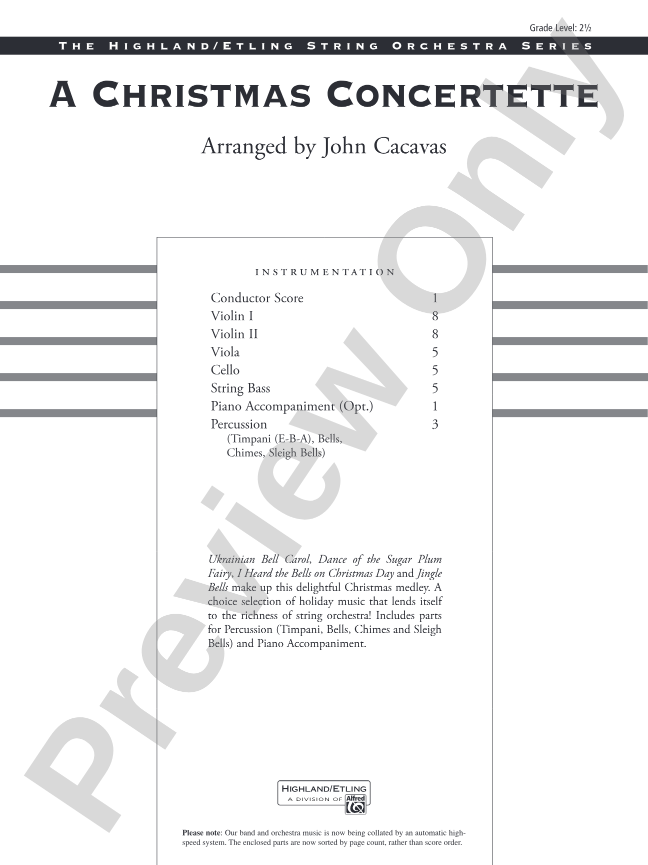 A Christmas Concertette: String Orchestra Conductor Score & Parts
