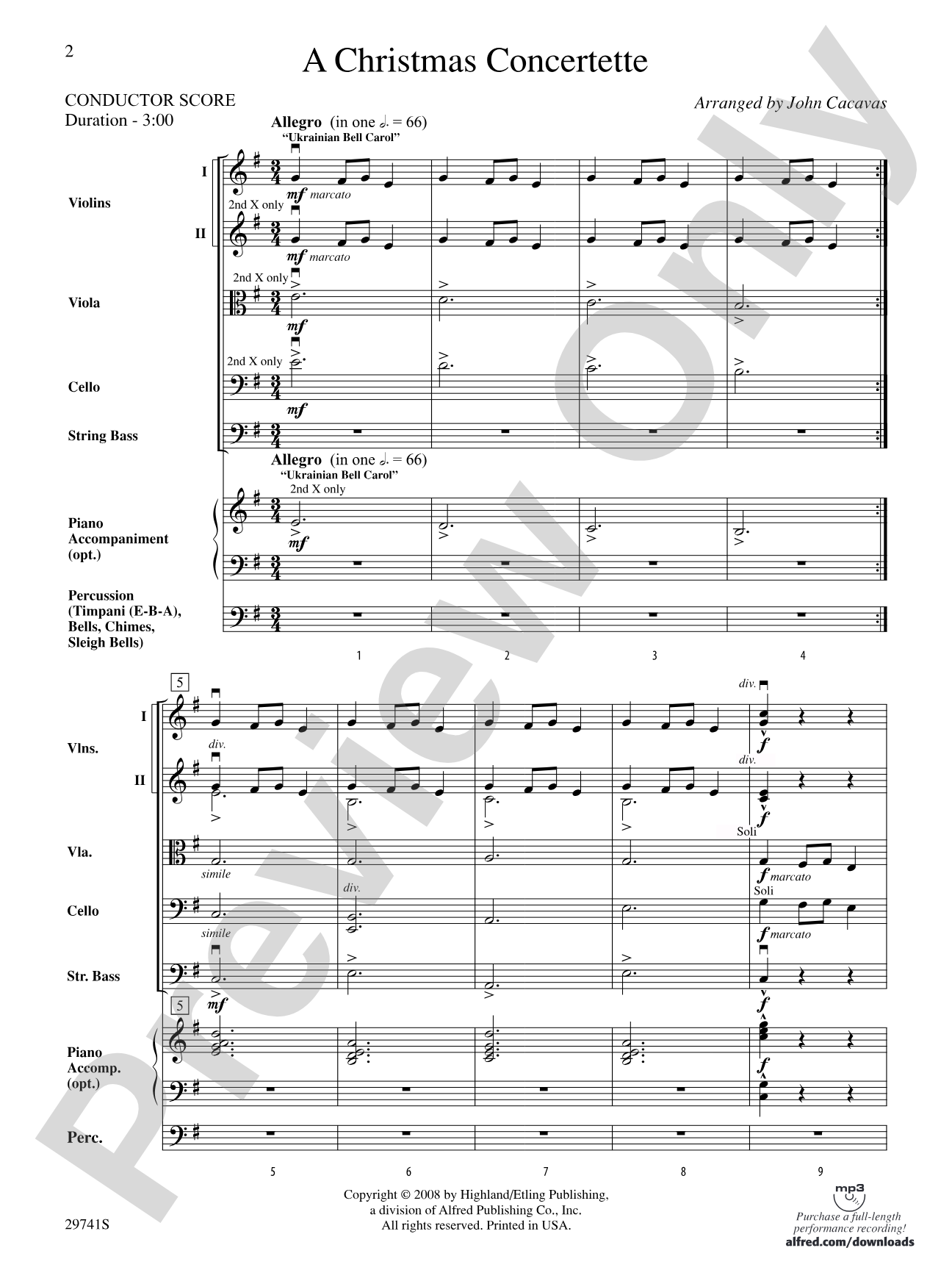 A Christmas Concertette: String Orchestra Conductor Score & Parts