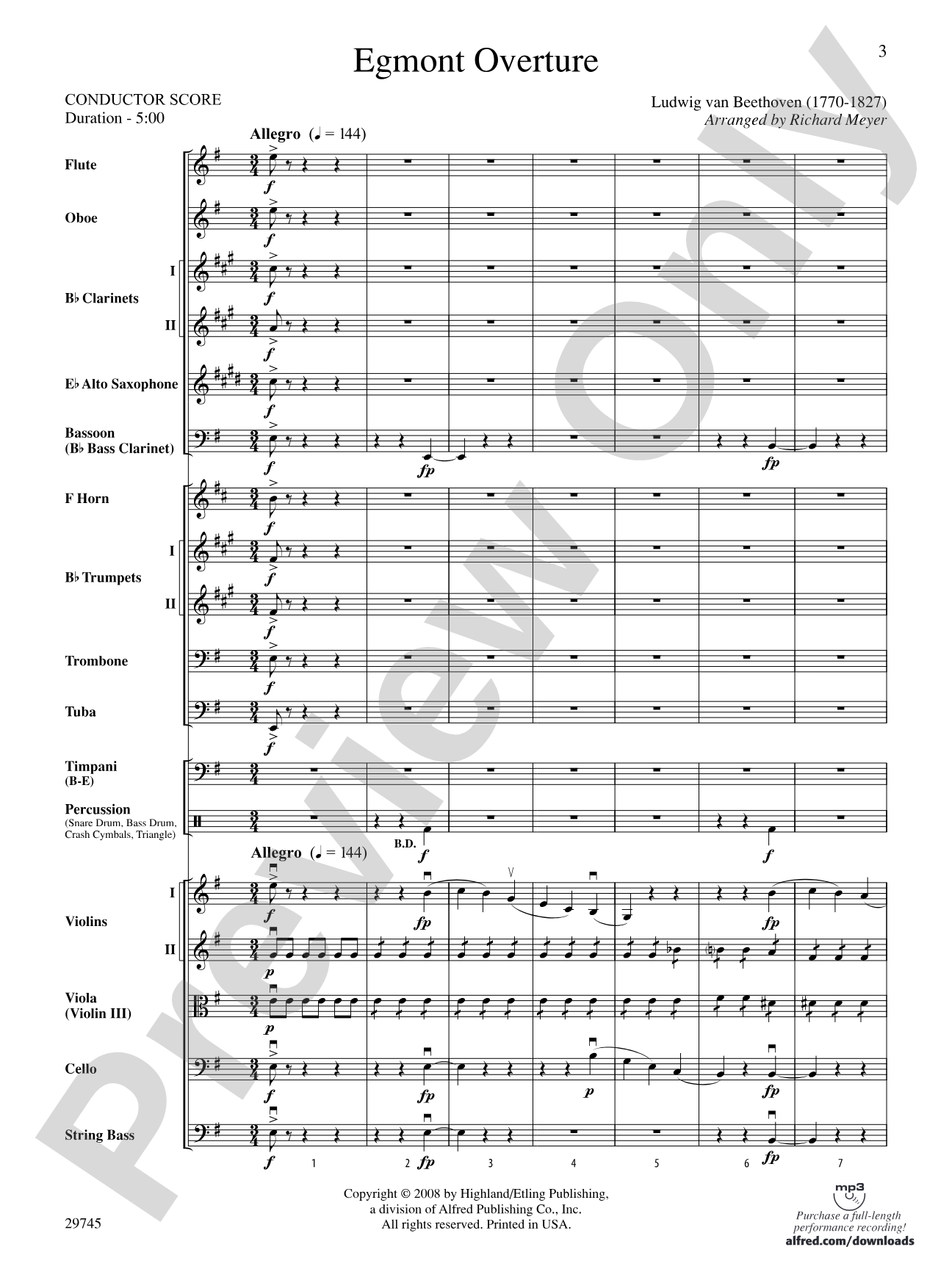 Egmont Overture: Full Orchestra Conductor Score & Parts
