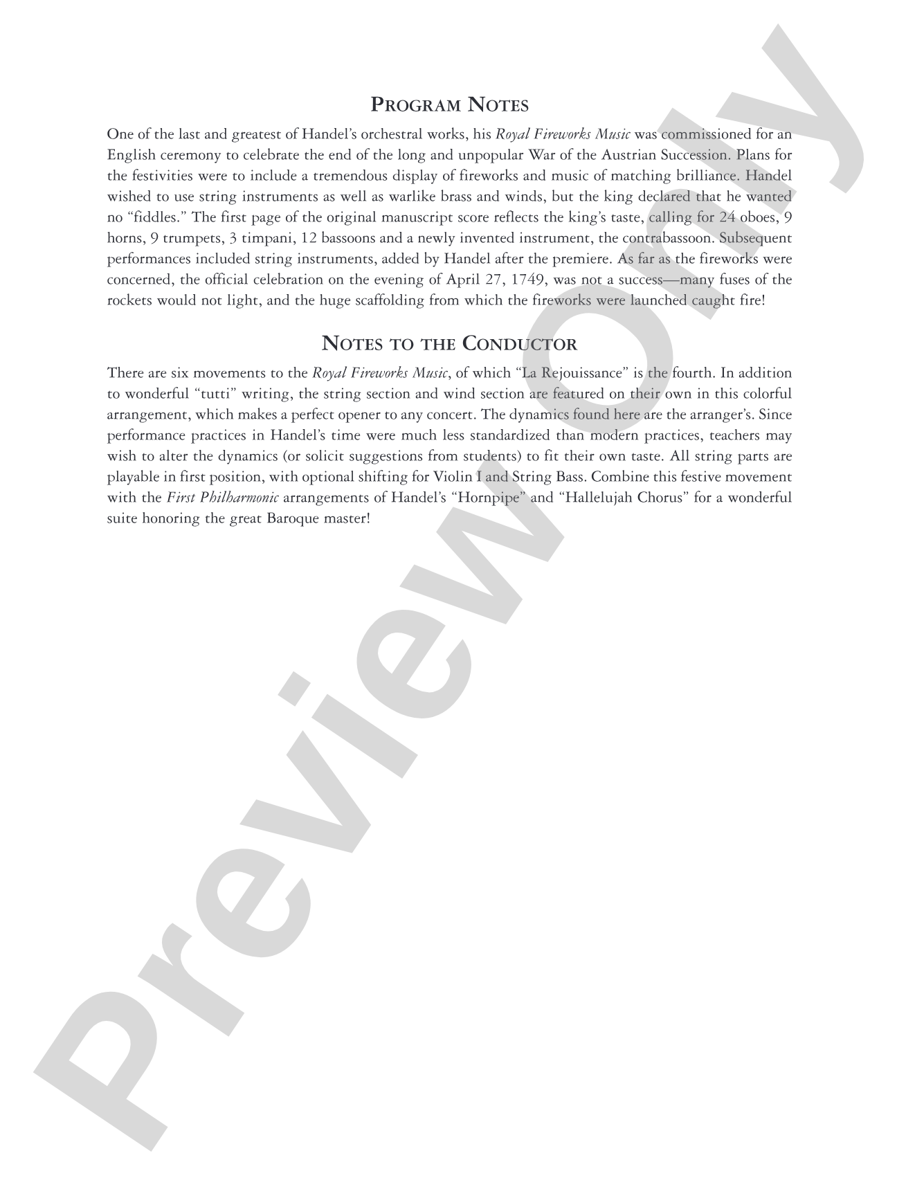 La Rejouissance (from Royal Fireworks Music): Full Orchestra Conductor Score & Parts