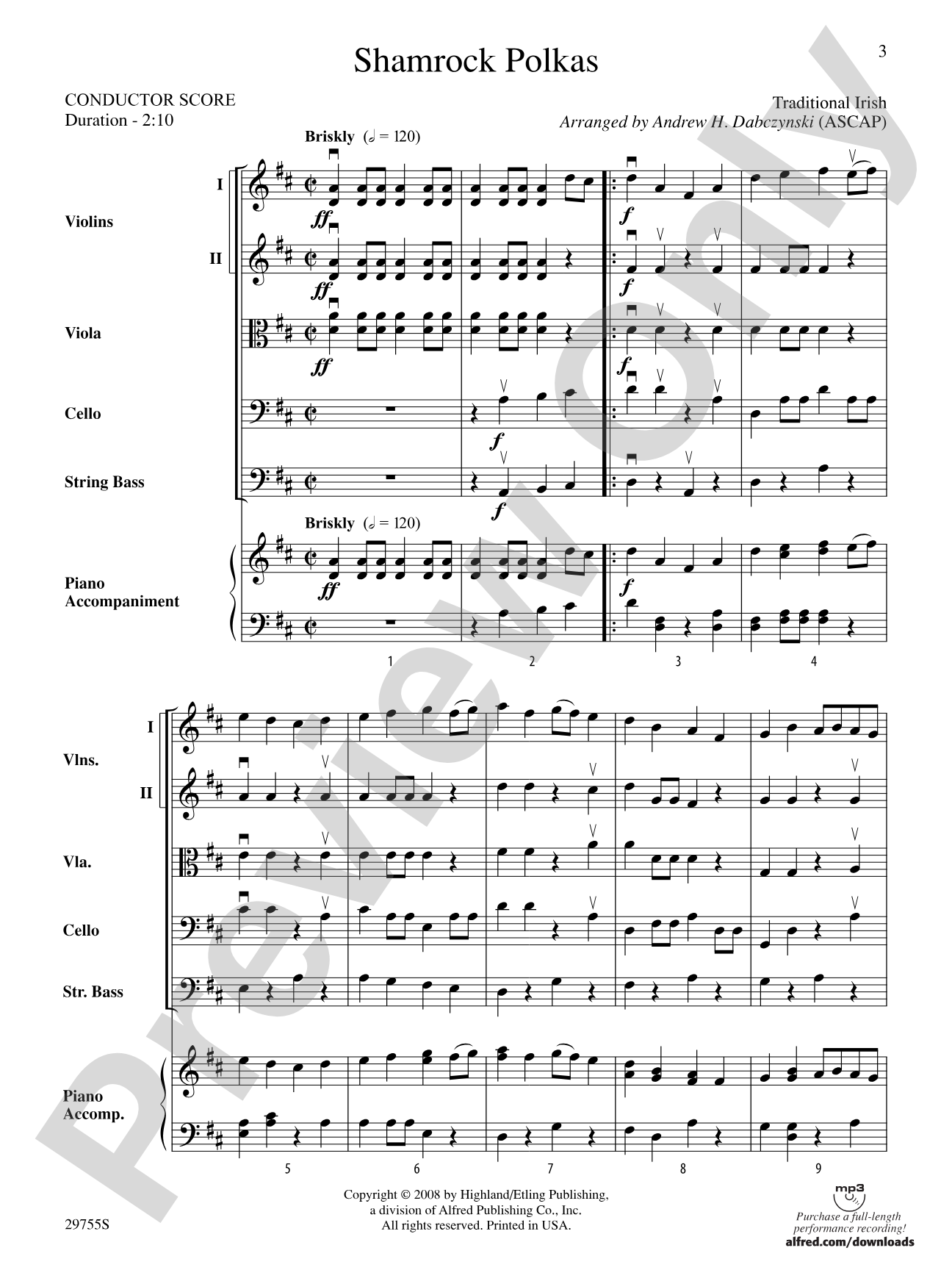 Shamrock Polkas: String Orchestra Conductor Score & Parts