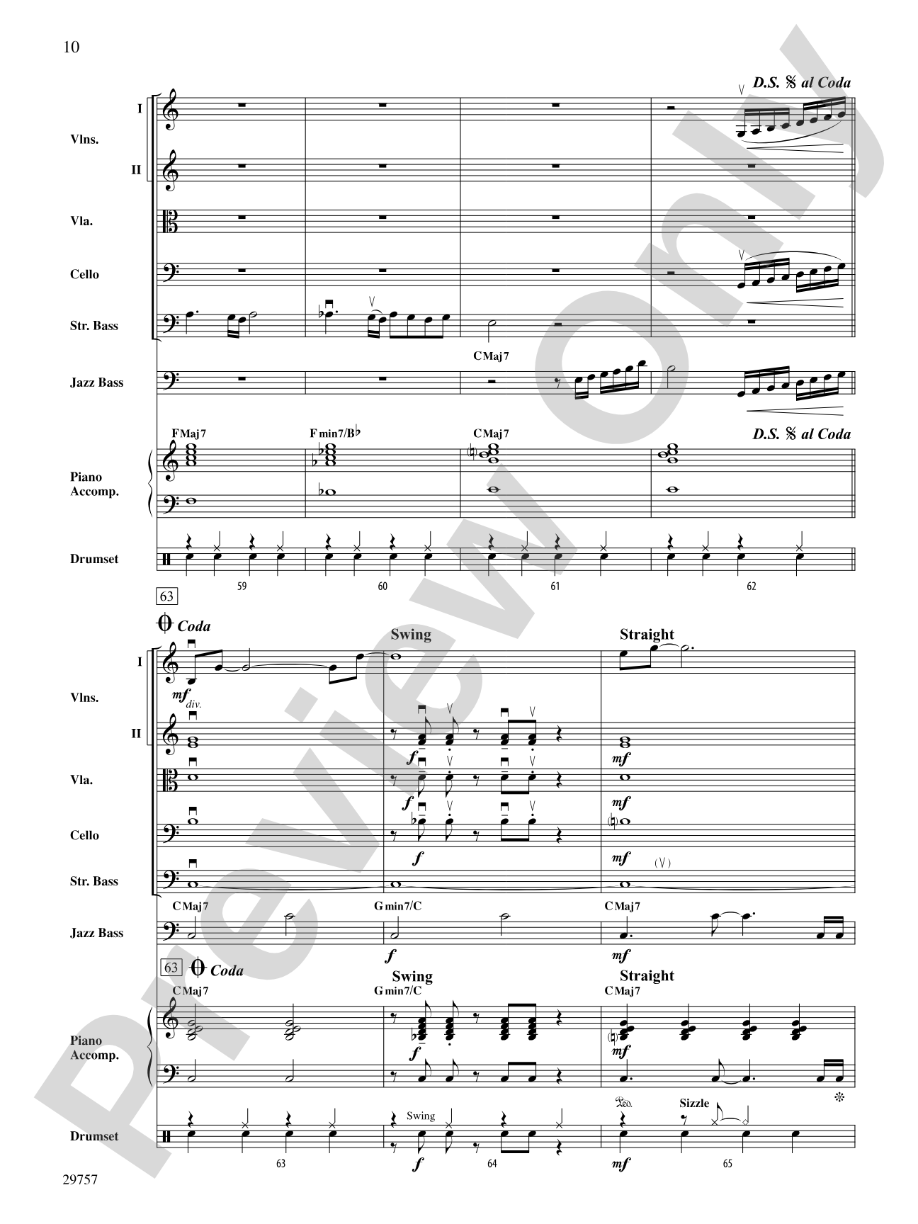 Sunday Song: String Orchestra Conductor Score & Parts
