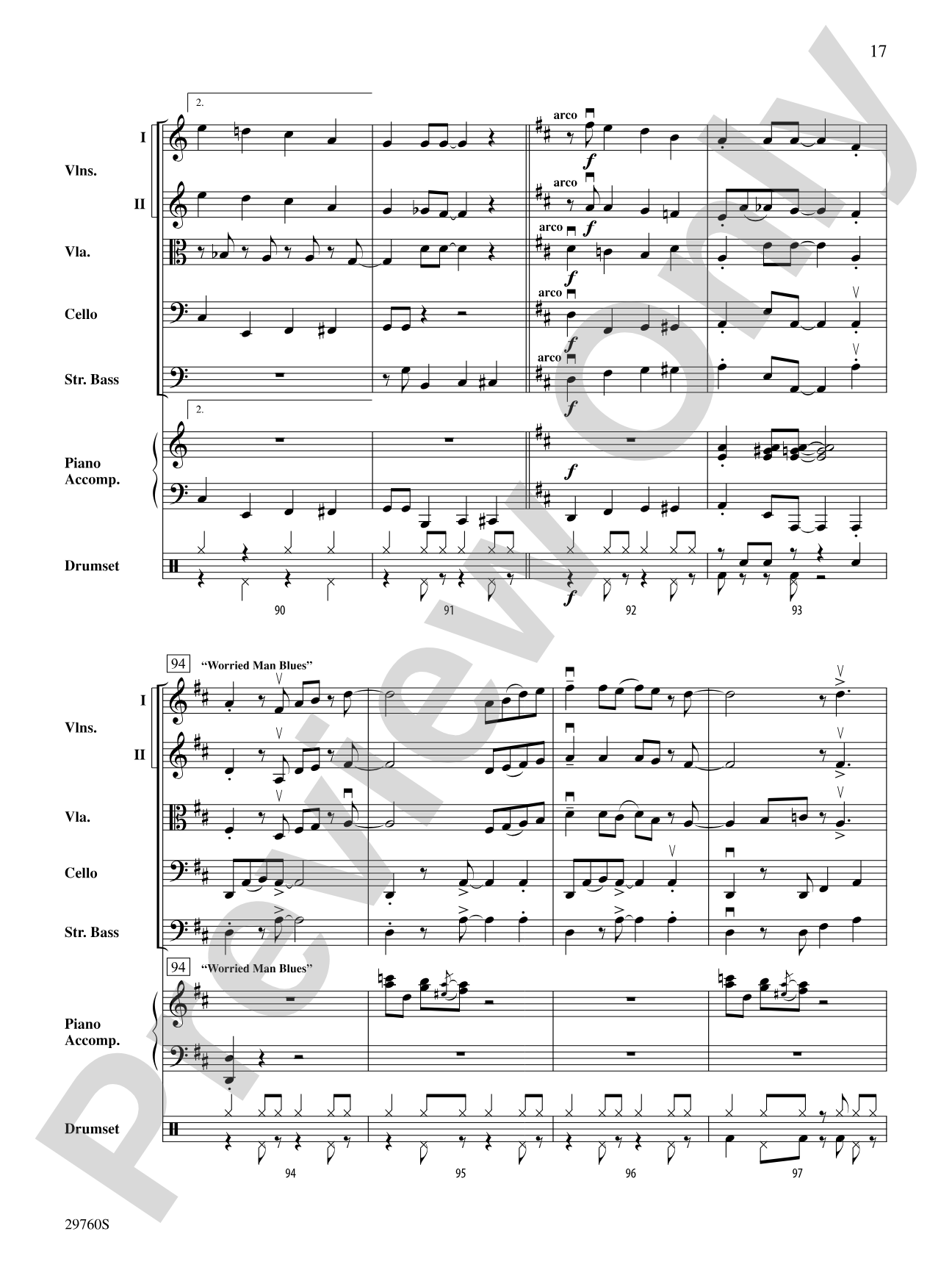 New Orleans Blues: String Orchestra Conductor Score & Parts