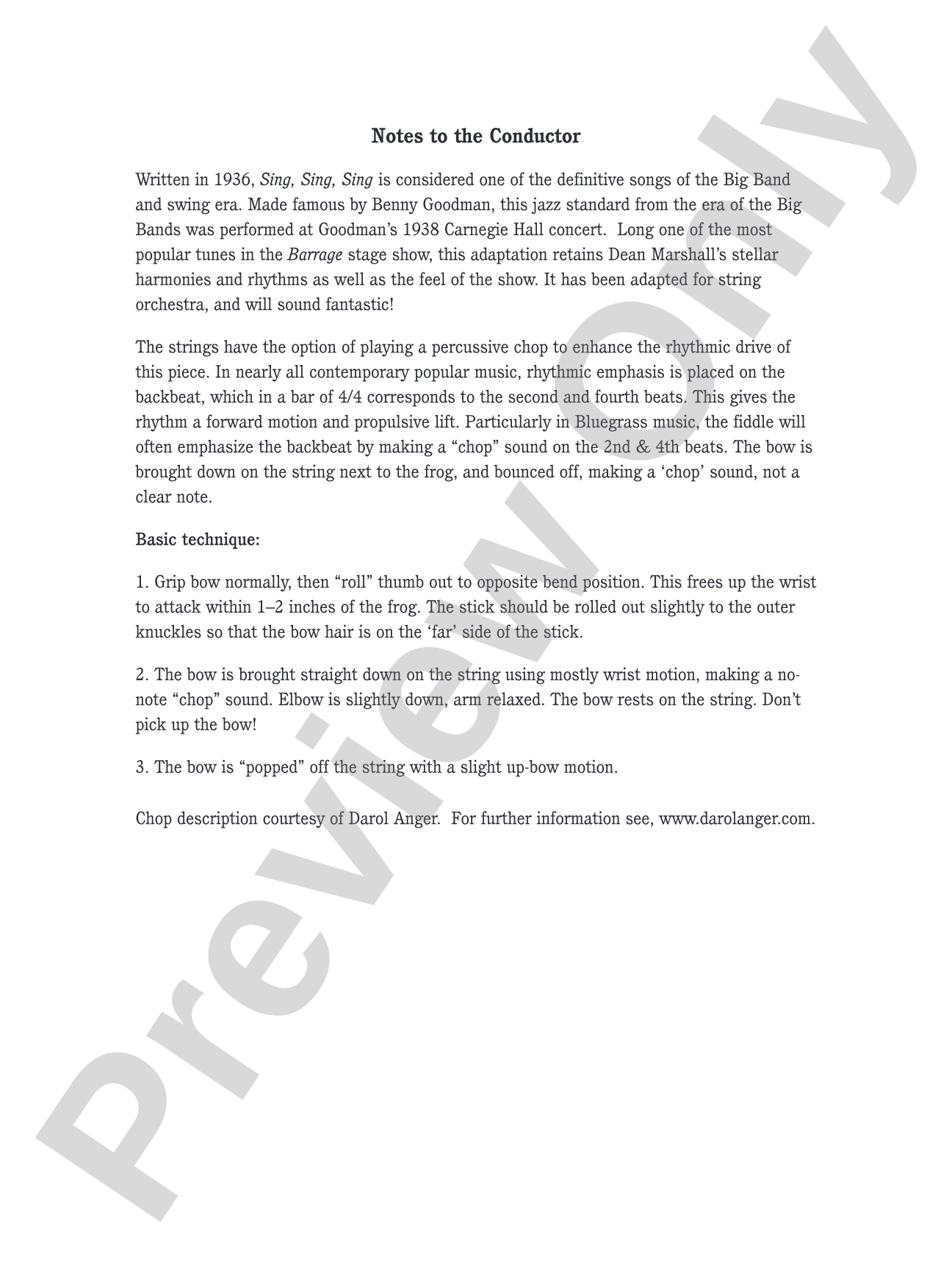 Sing, Sing, Sing (adapted from the stage show Barrage): String Orchestra Conductor Score & Parts