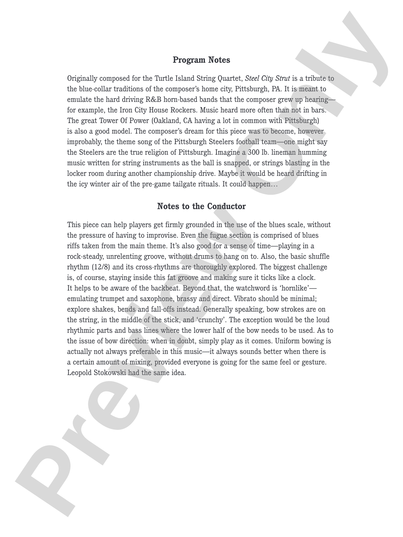 Steel City Strut: String Orchestra Conductor Score & Parts