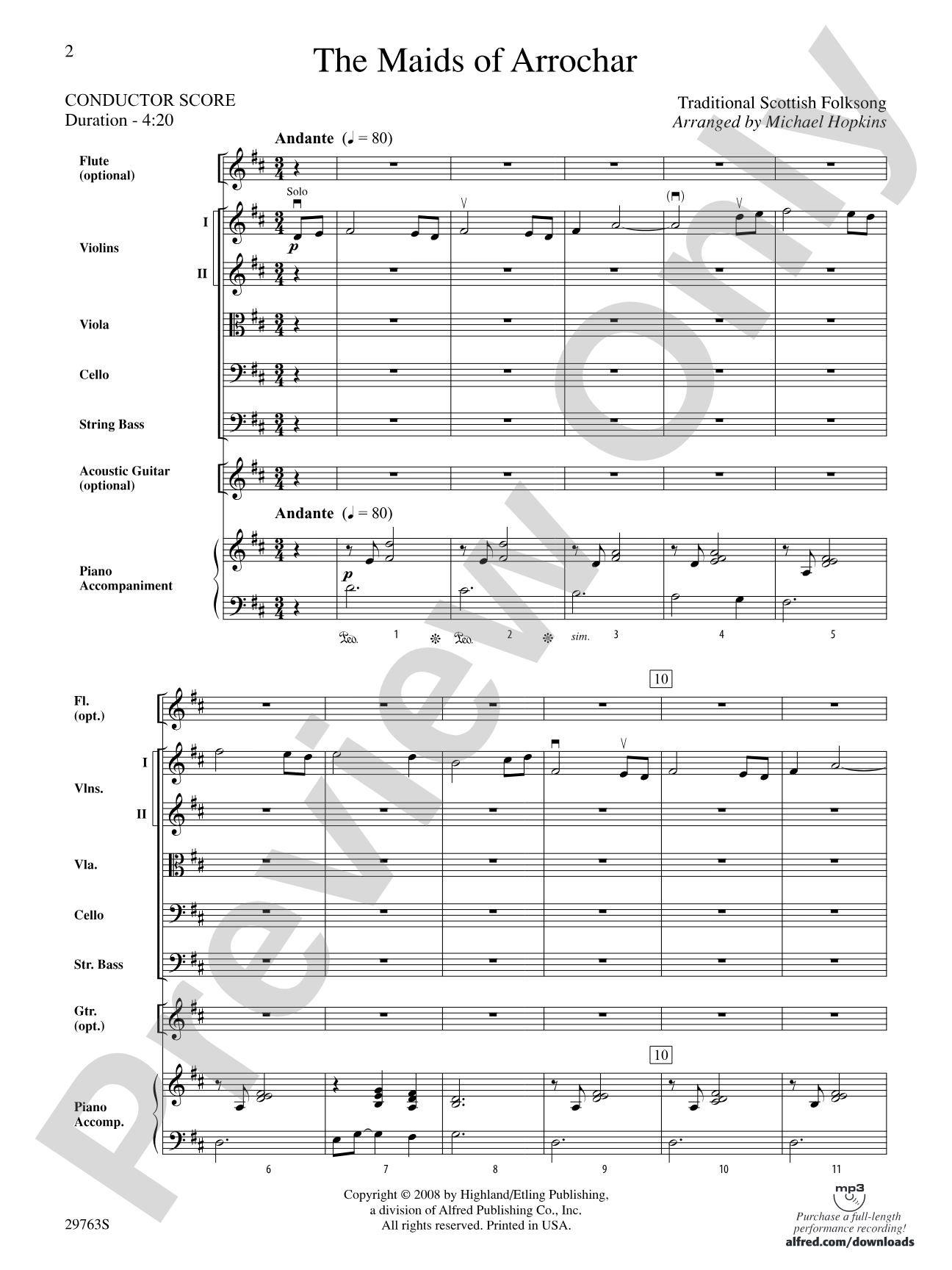 The Maids of Arrochar: String Orchestra Conductor Score & Parts