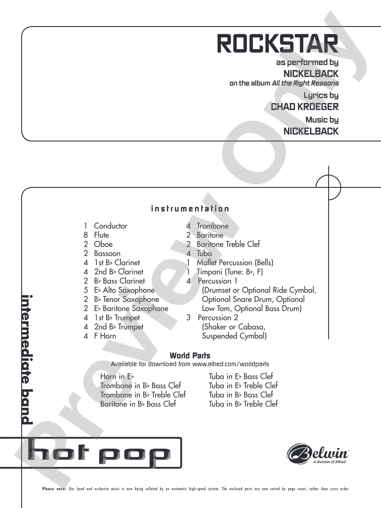 Rockstar: Concert Band Conductor Score & Parts