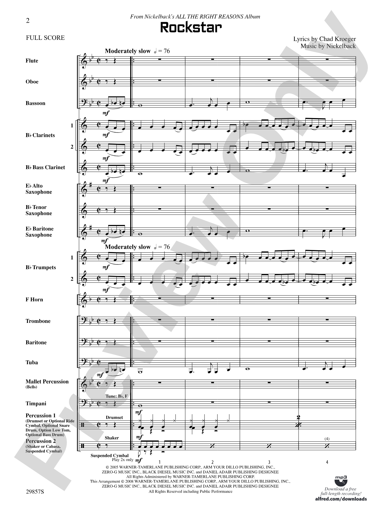 Rockstar: Concert Band Conductor Score & Parts