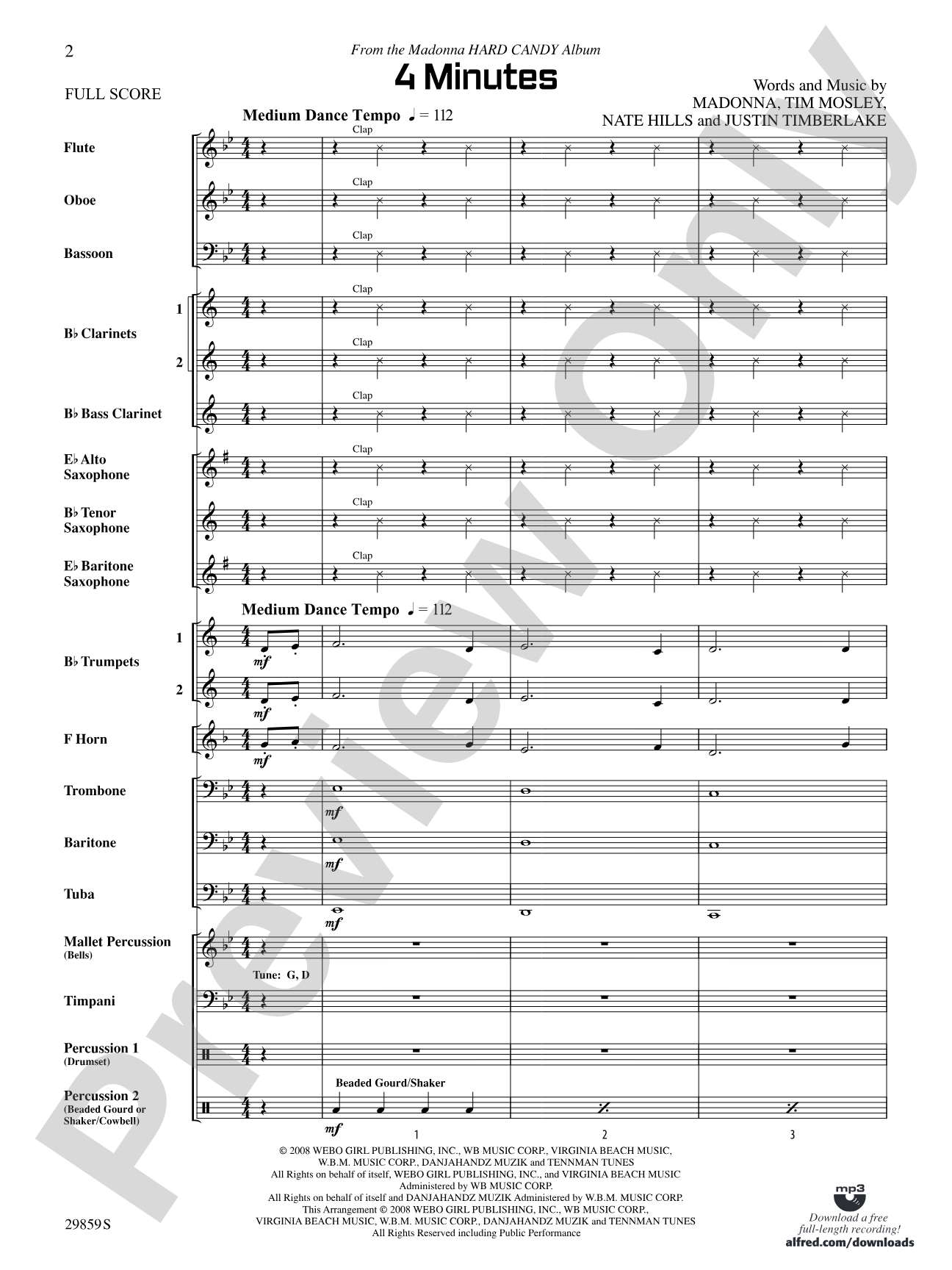 4 Minutes: Concert Band Conductor Score & Parts