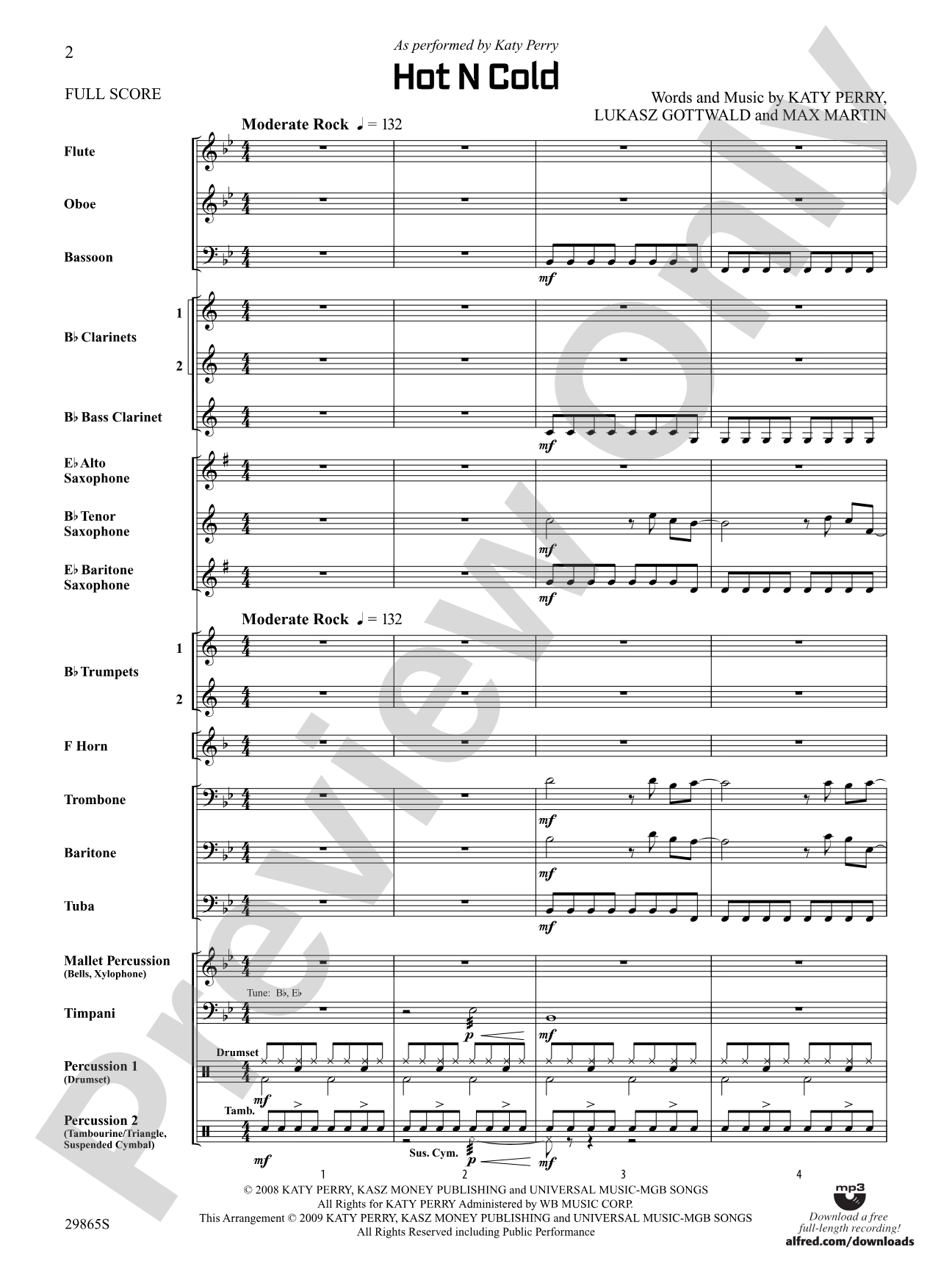 Hot N Cold: Concert Band Conductor Score & Parts